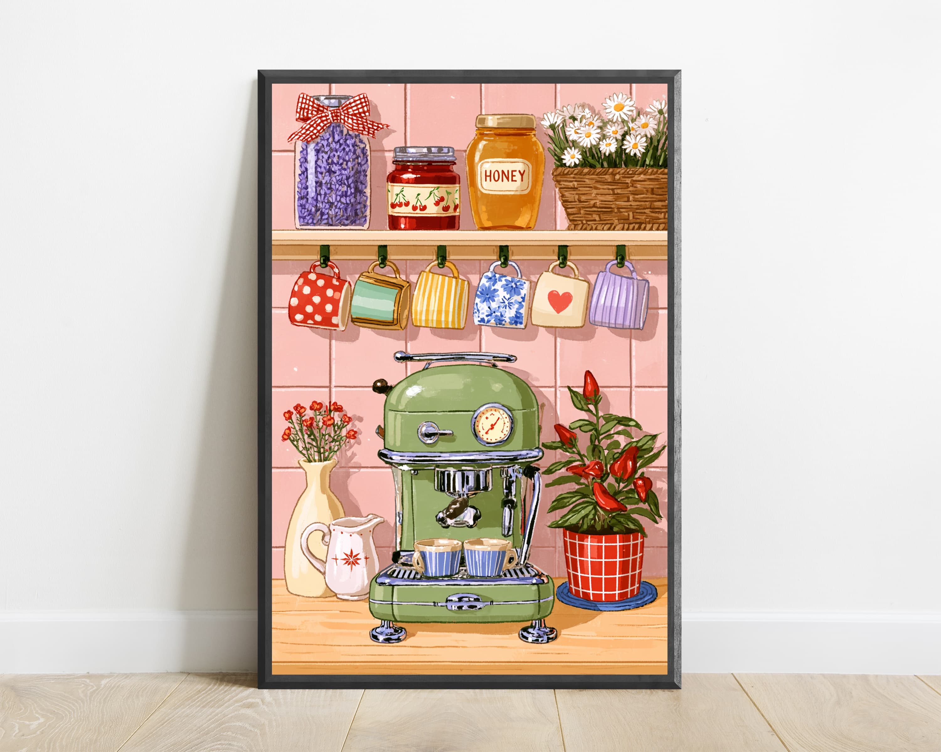 Retro Kitchen Coffee Machine Print — view 1