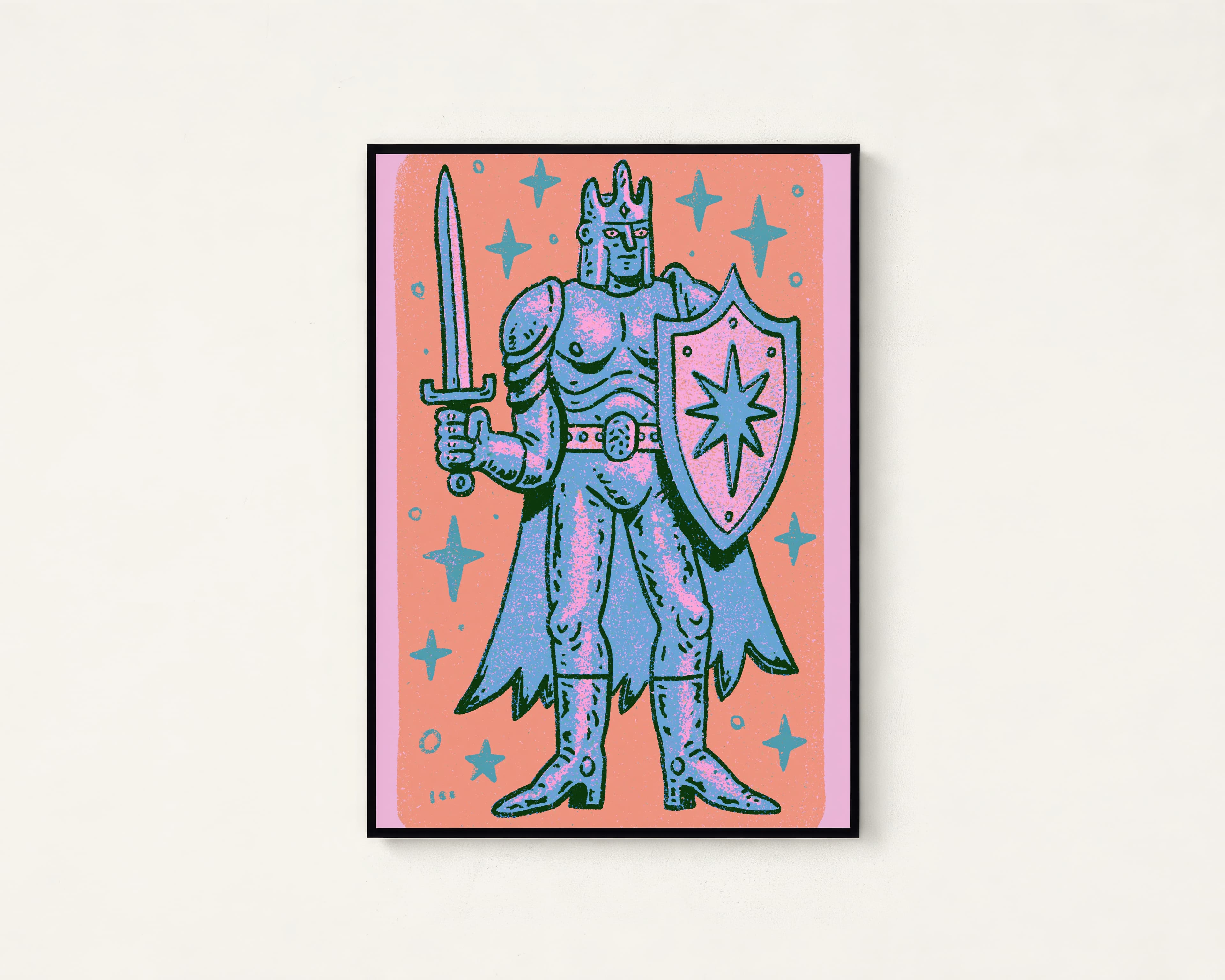 Retro Warrior Knight Pop Art Print