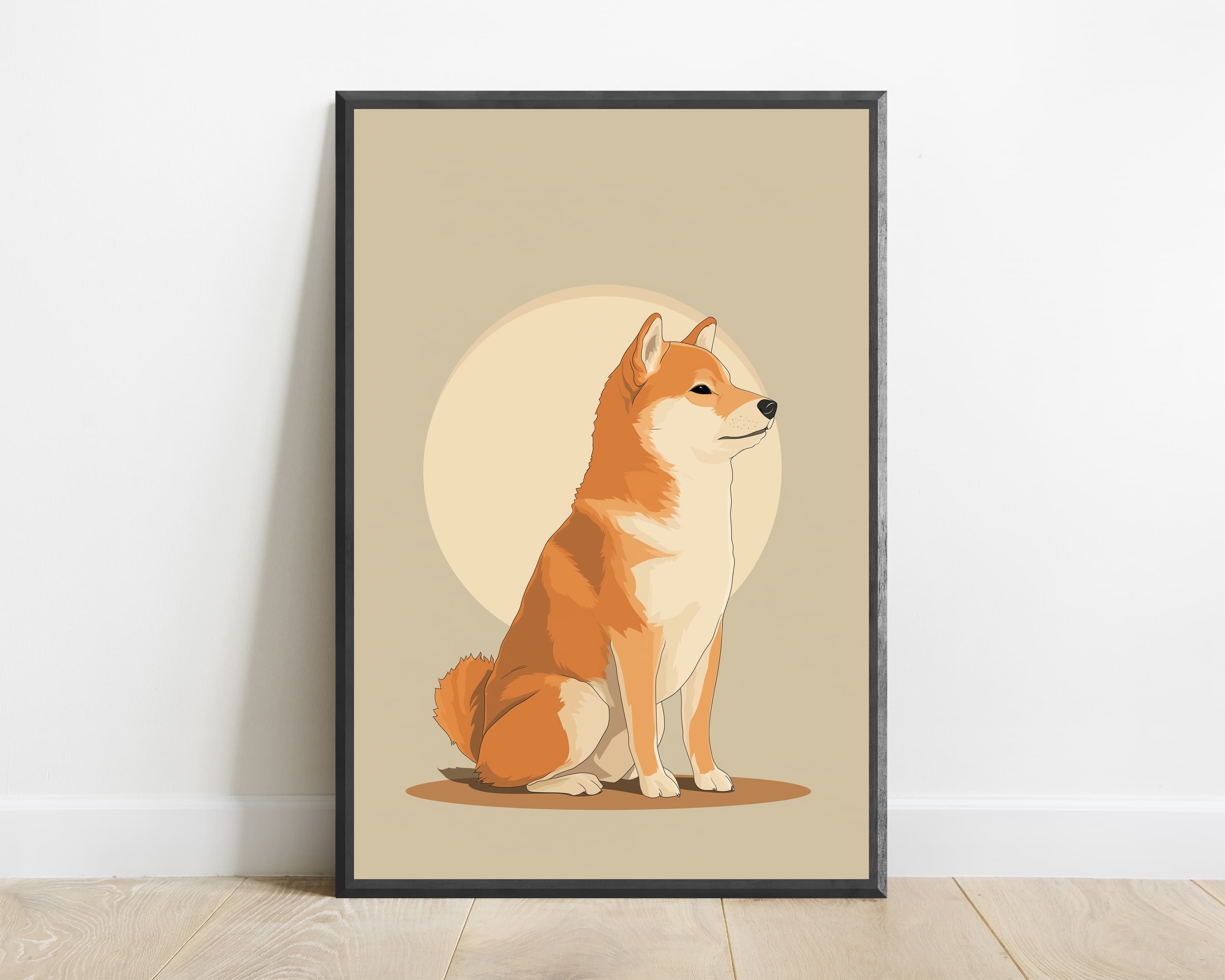 Sitting Shiba Inu Minimalist Portrait — view 1