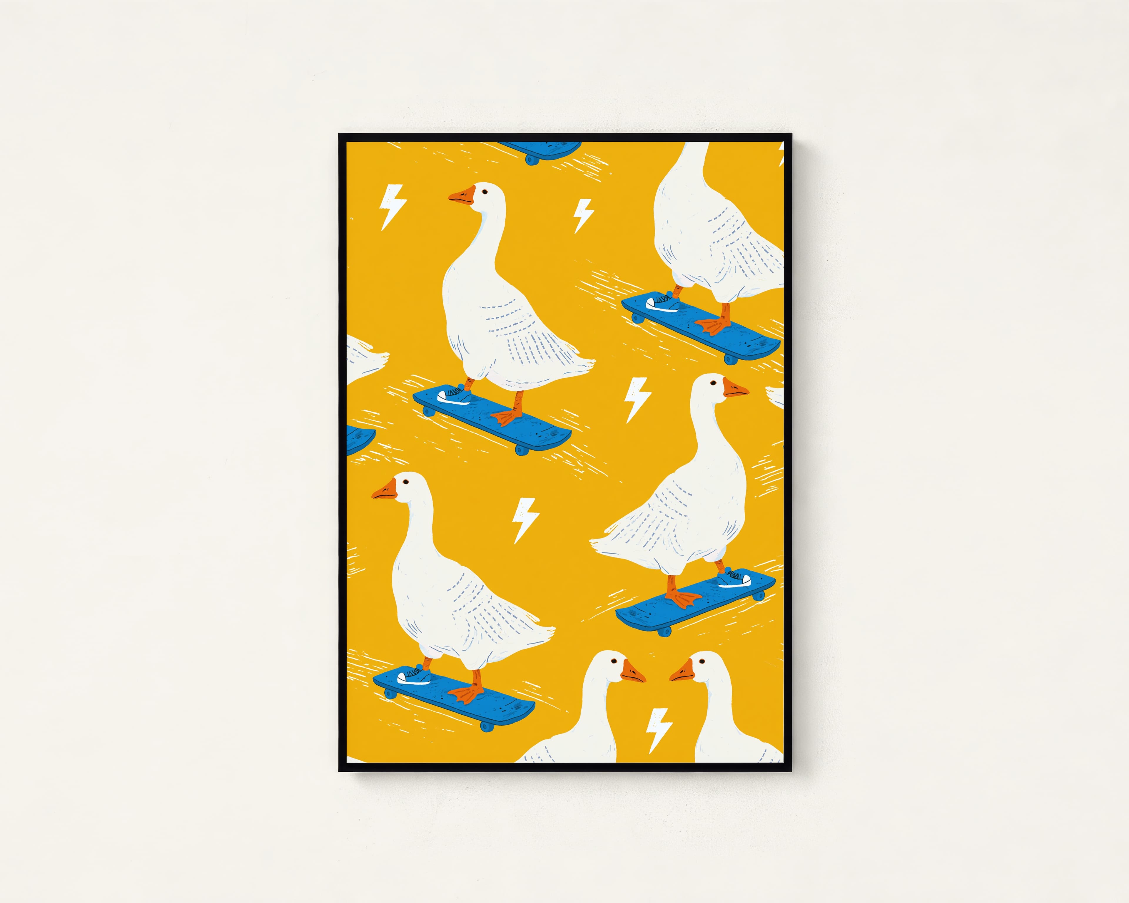Skateboarding Geese Pop Art Print