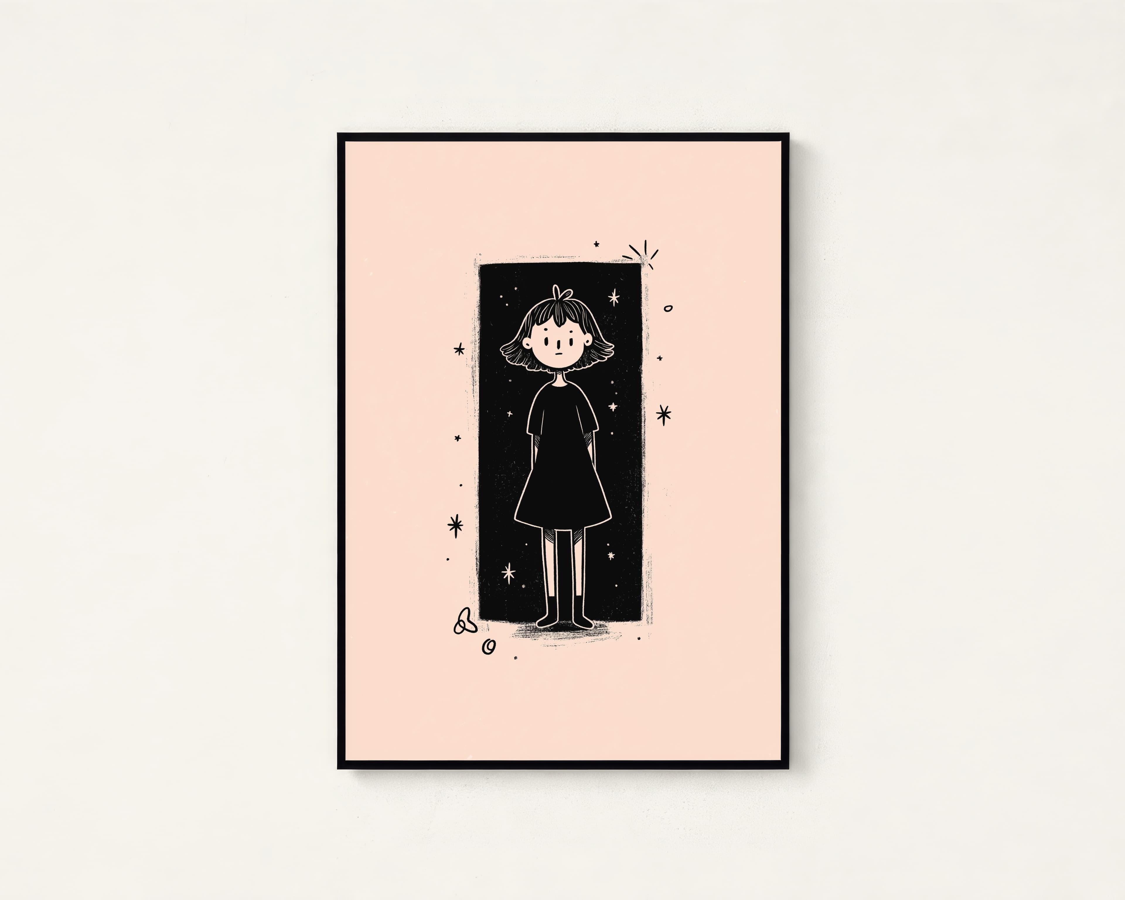 Starry Night Girl Minimalist Portrait