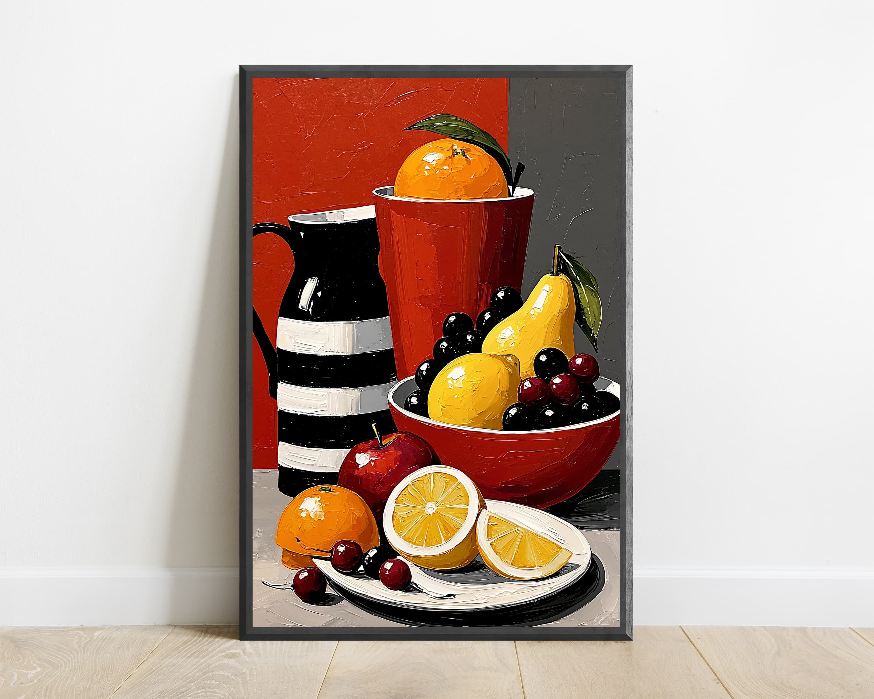 Still Life with Wine Bottle Citrus Pop Art Print