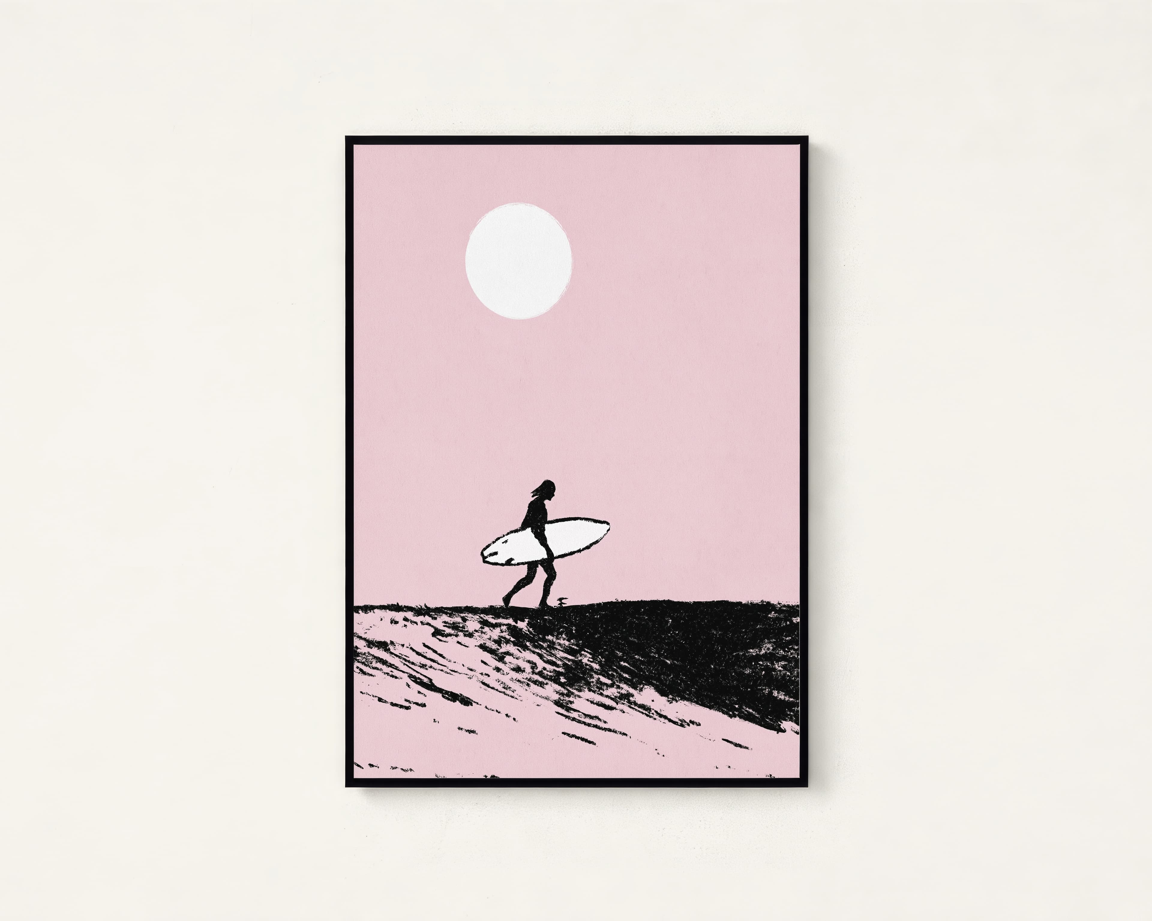 Minimalist Surfer Silhouette Print — view 1