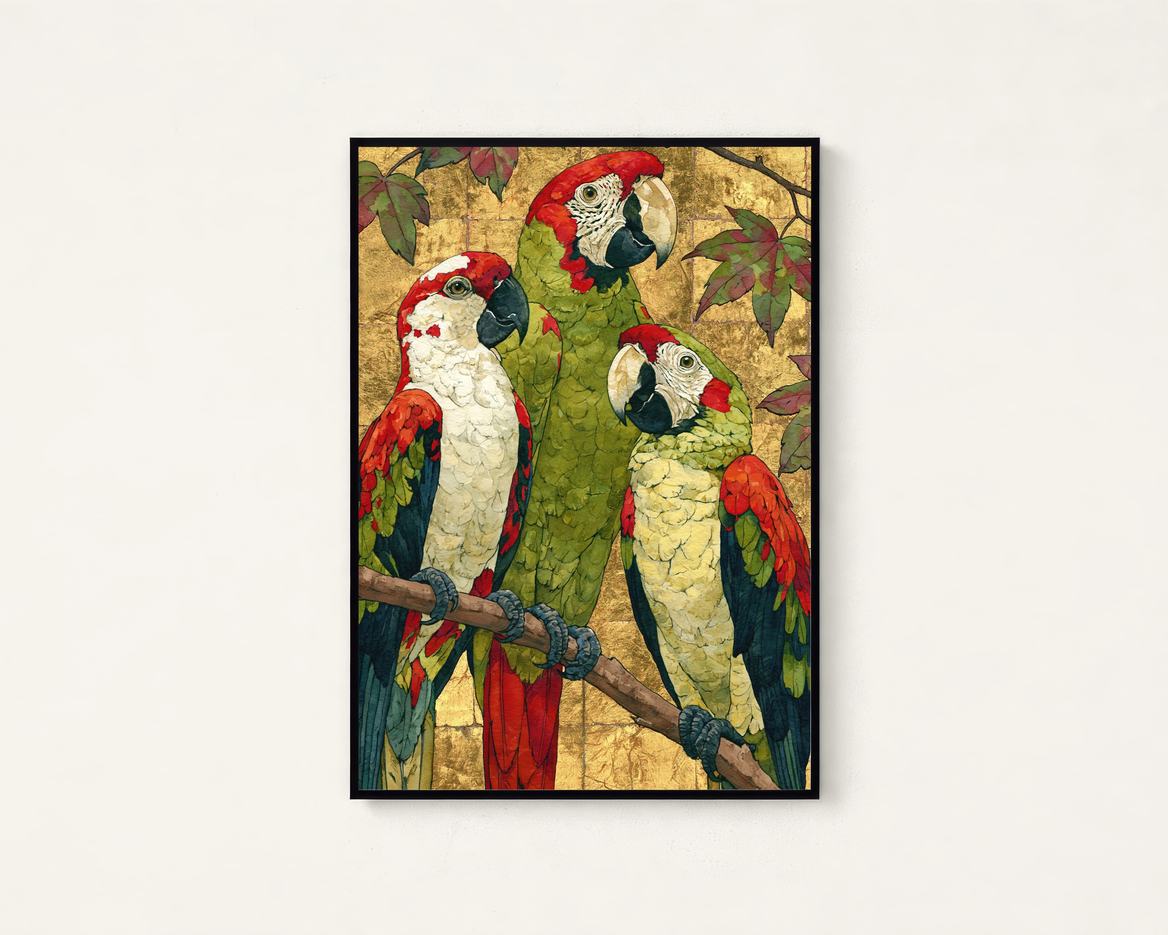 Three Macaws Tropical Bird Art Print — view 1