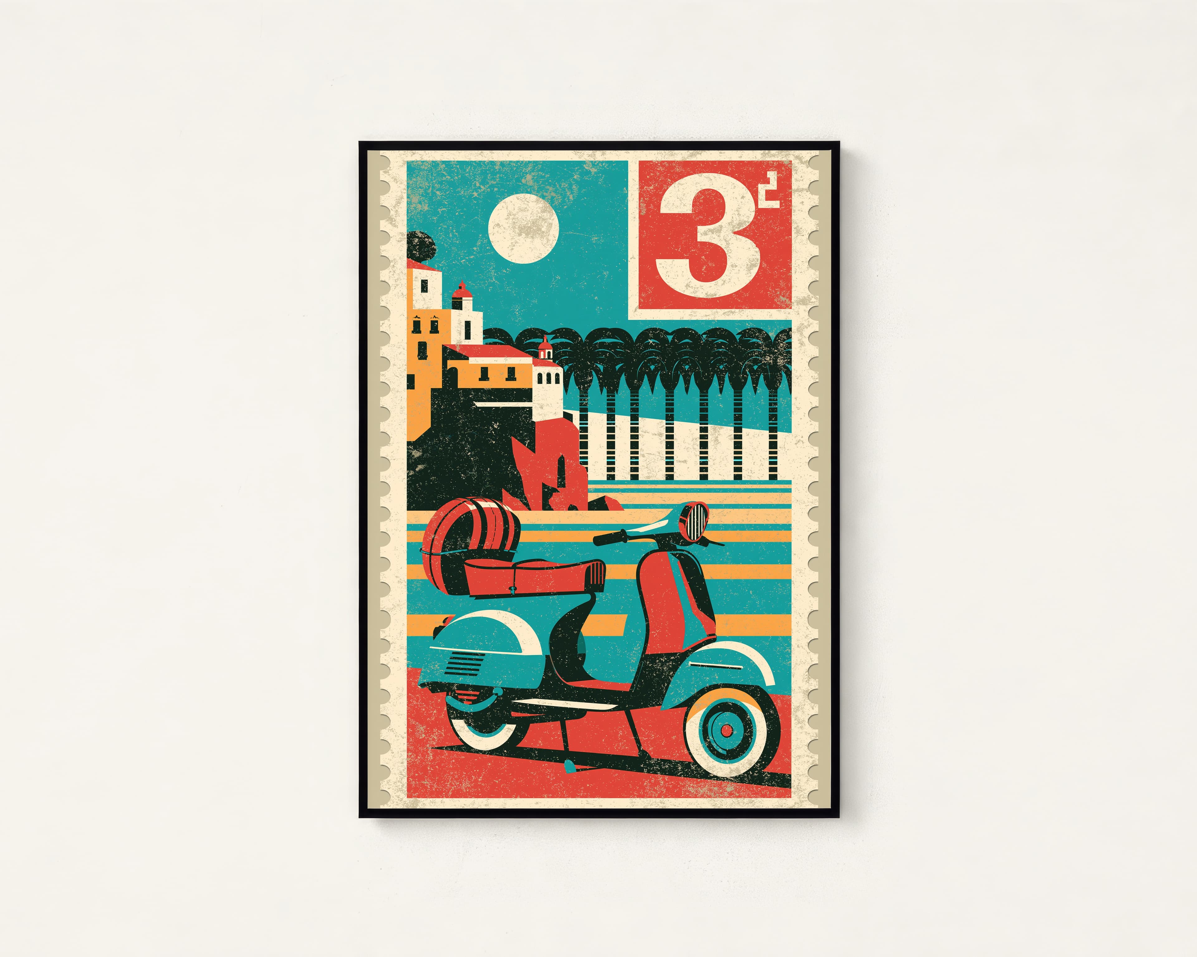 Vintage Vespa Scooter Travel Poster