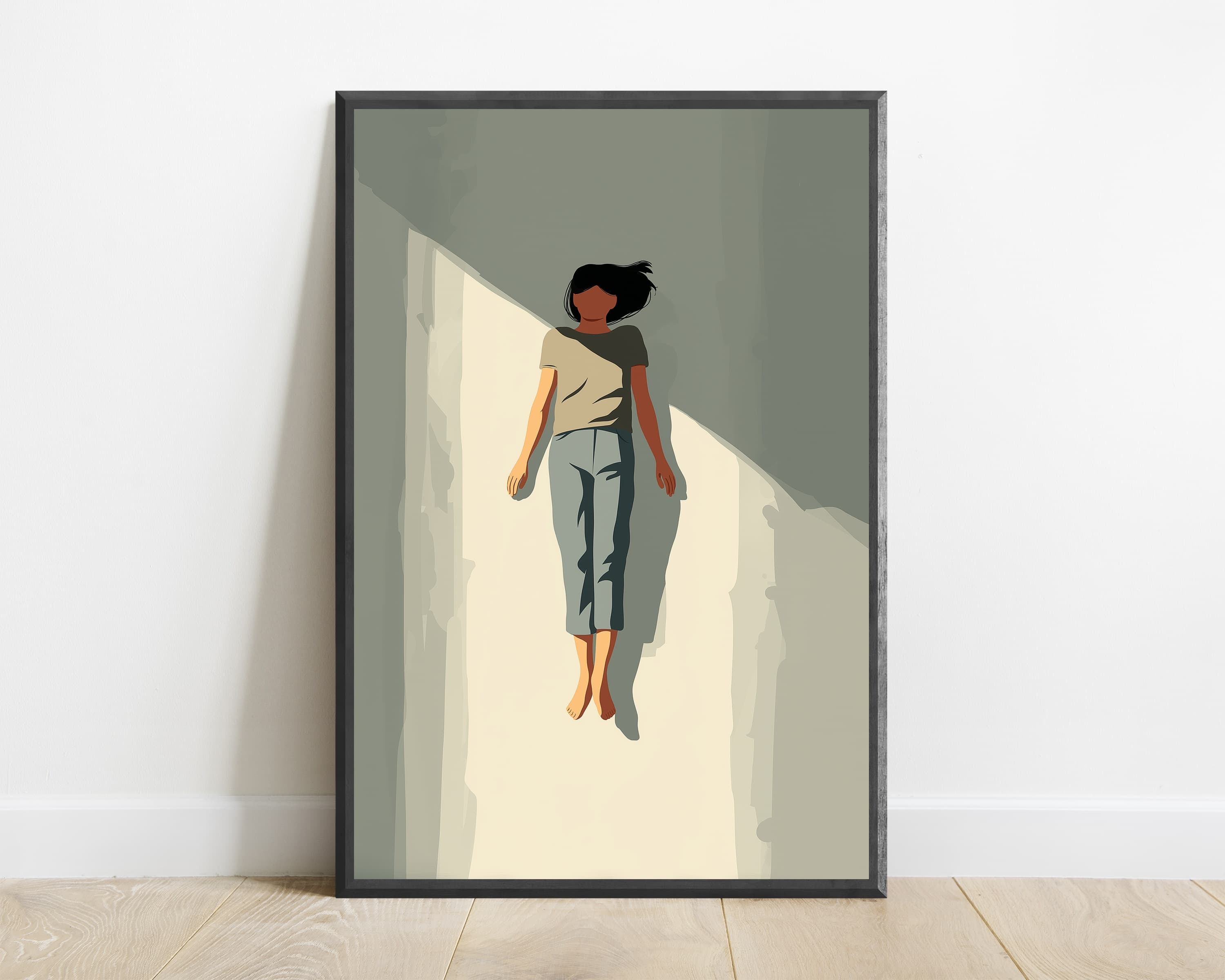 Woman Floating Through Doorway Minimalist Print — view 1