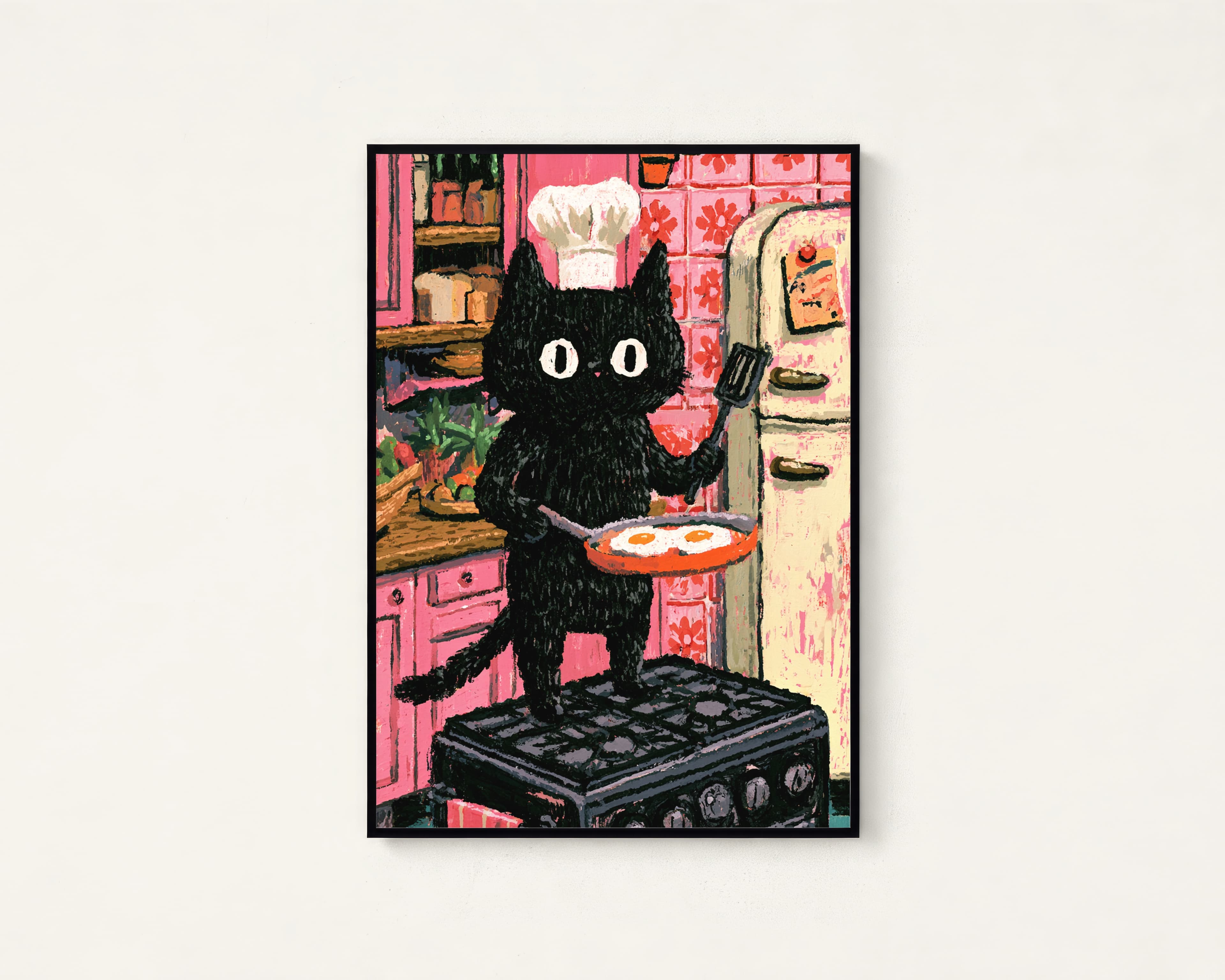 Black Cat Chef Kitchen Pop Art Print