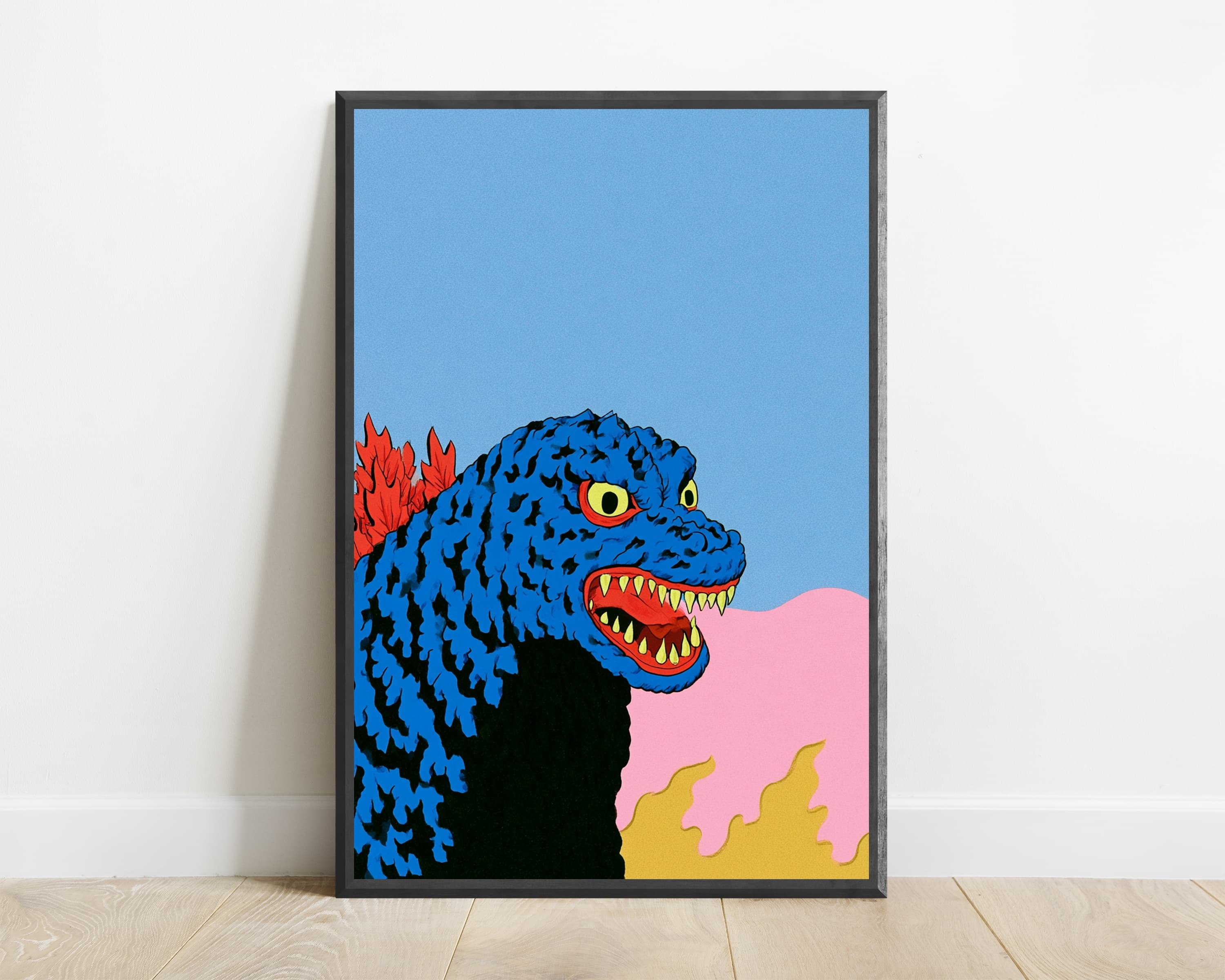 Blue Kaiju Monster Pop Art Print