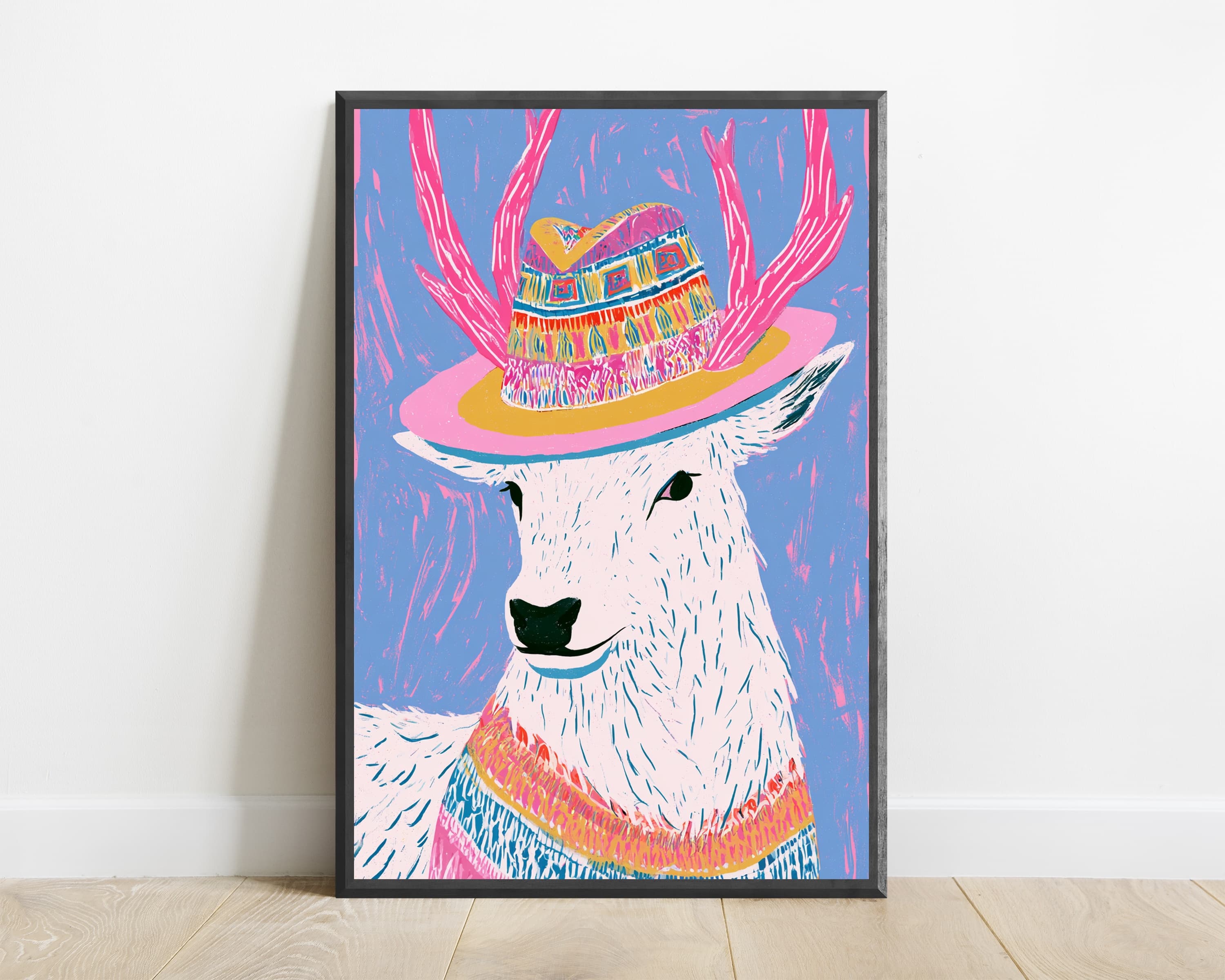 Boho Llama Sombrero Pop Art Print