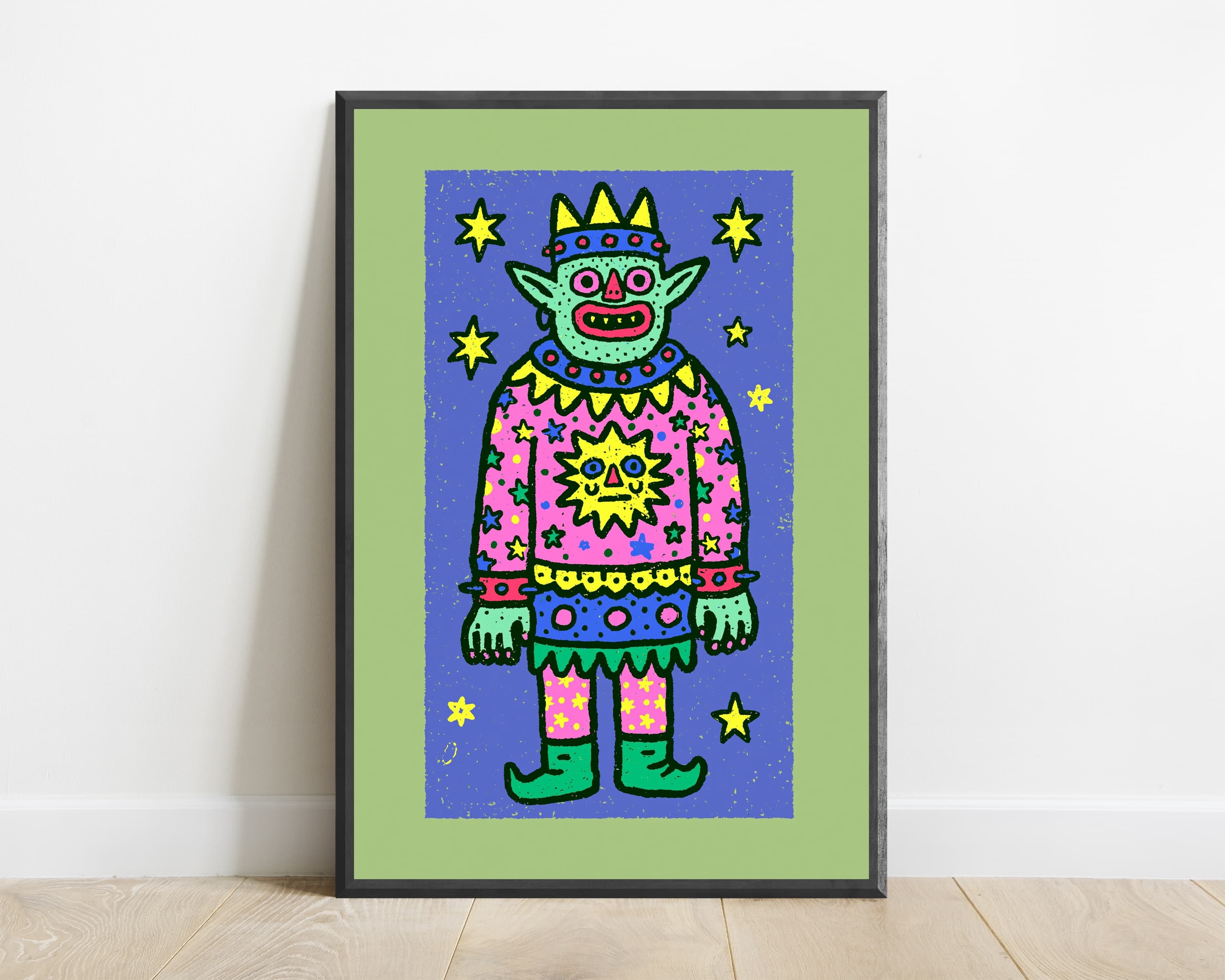 Colorful Demon King with Crown Pop Art Print — view 1