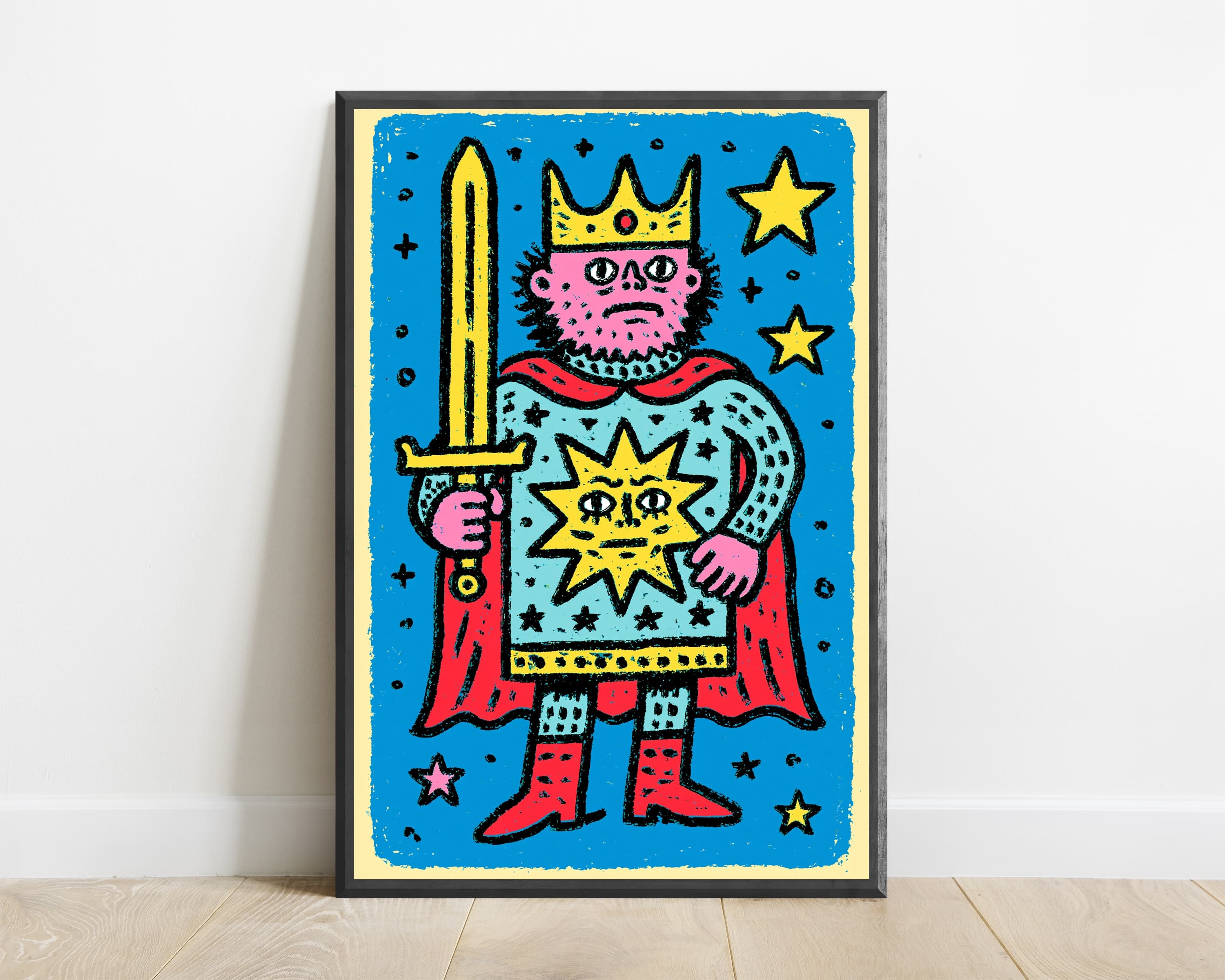 Colorful Demon King with Sword Pop Art Print — view 1