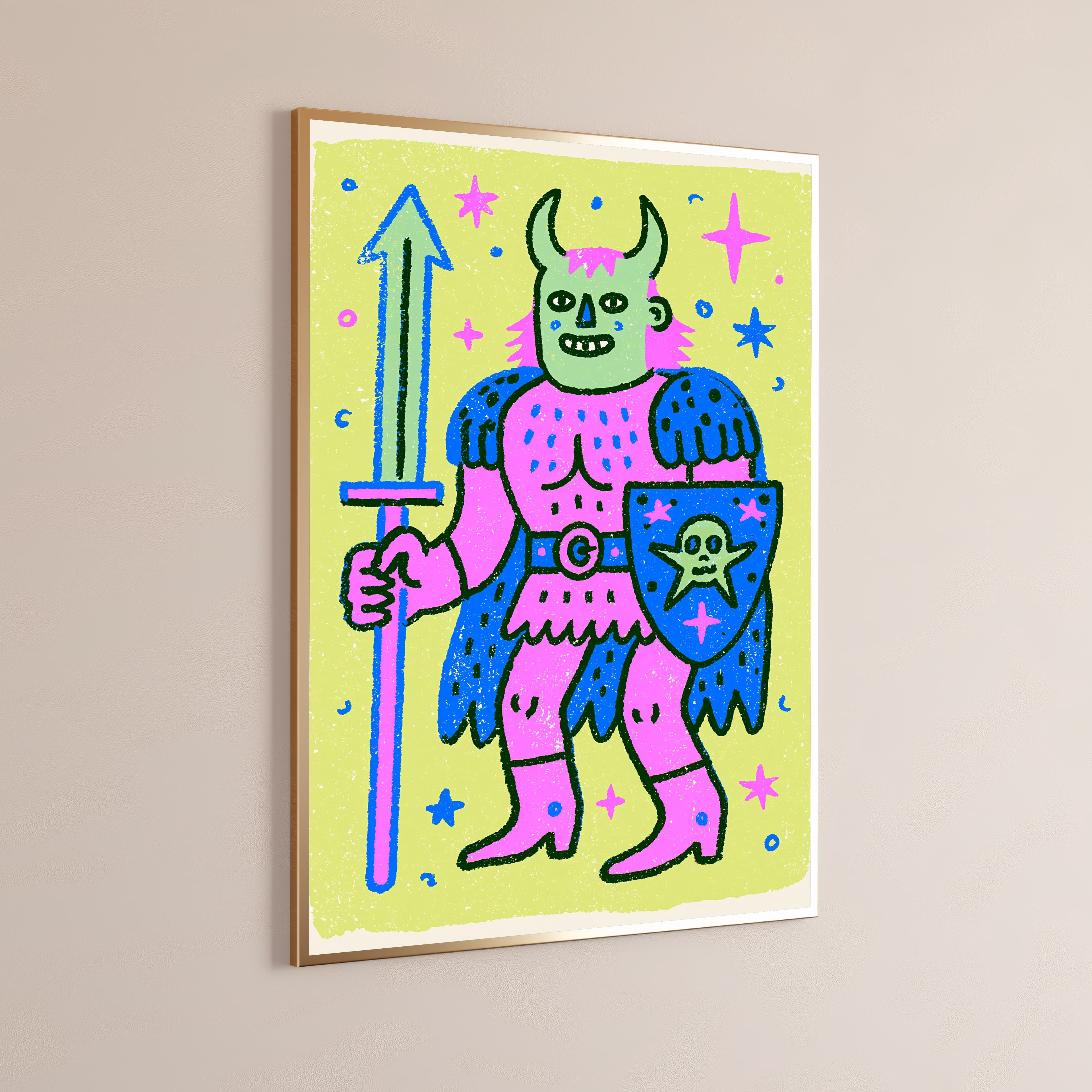 Colorful Demon Warrior Pop Art Print