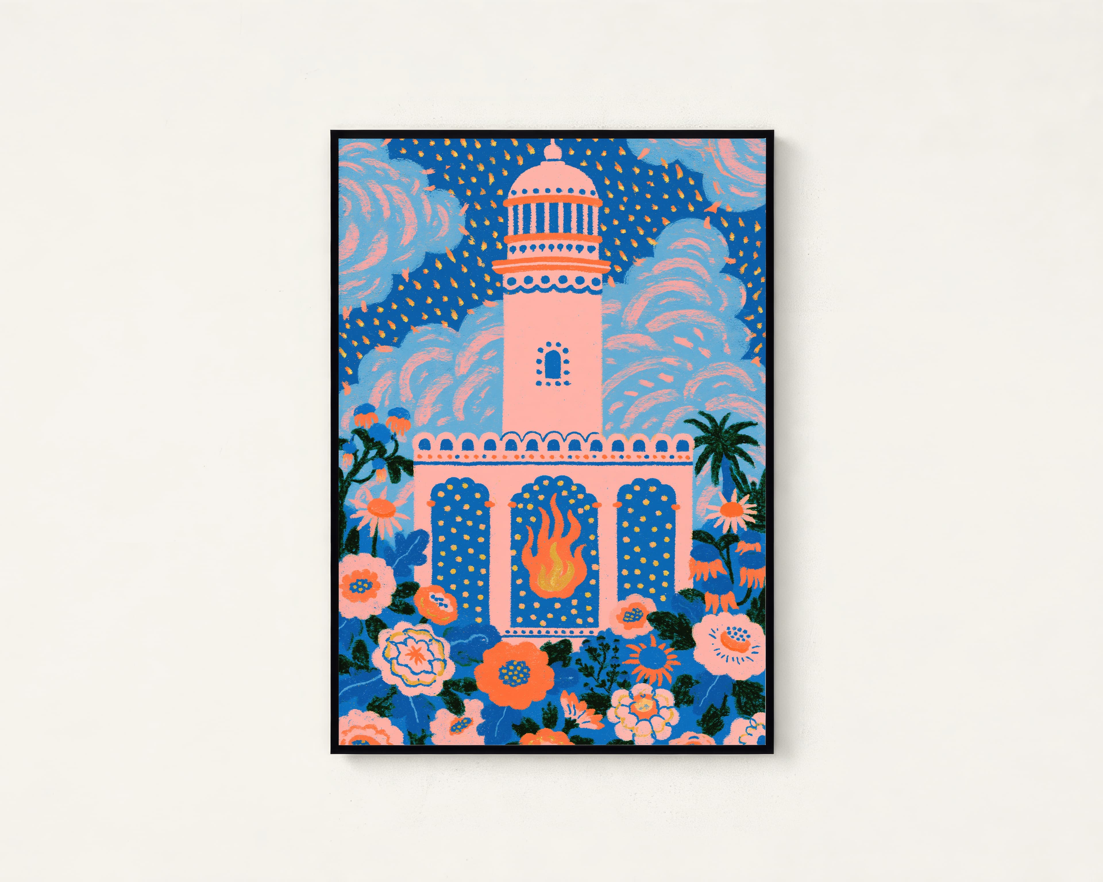 Coral Lighthouse Pop Art Print — view 1