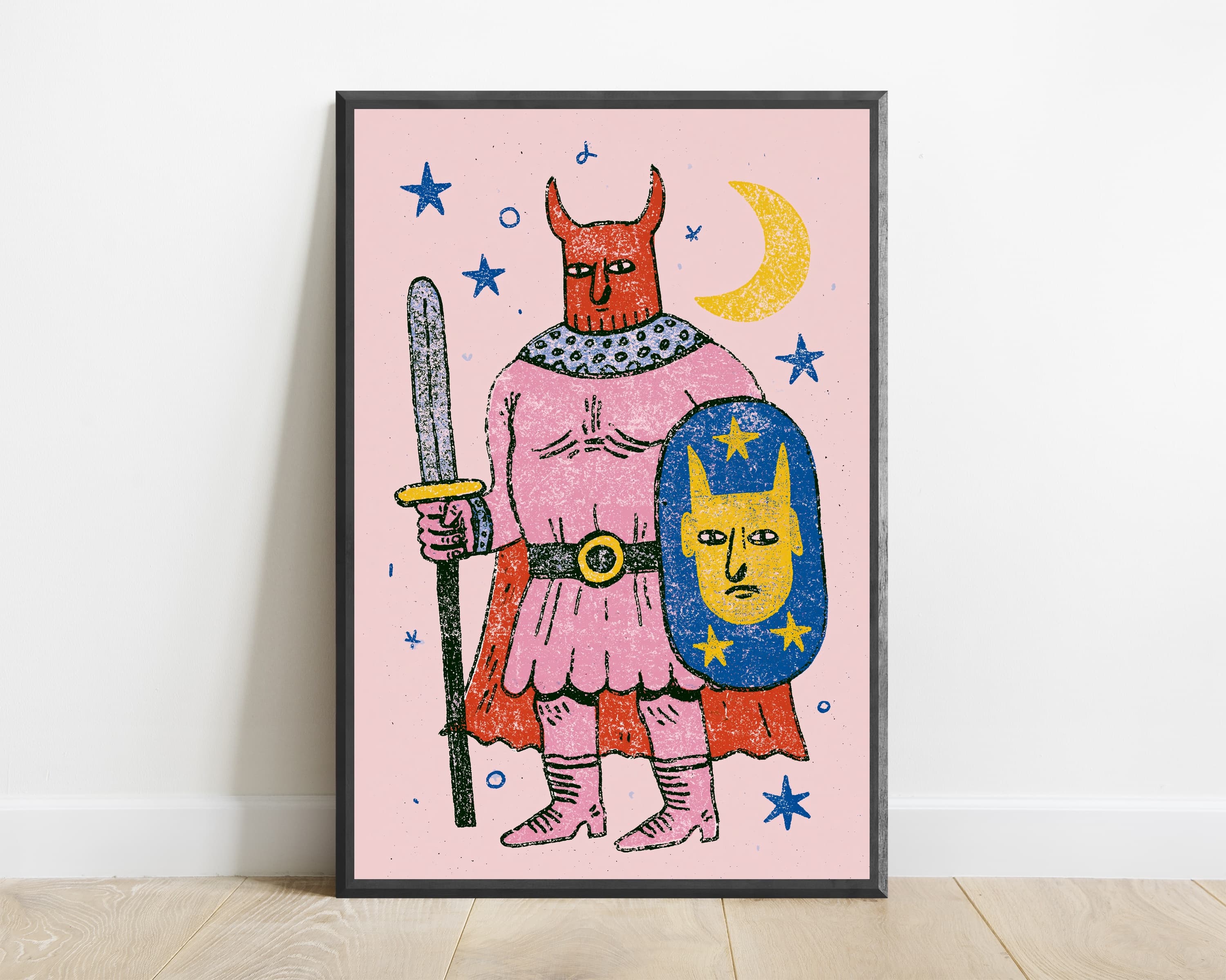 Cosmic Demon Warrior with Sword Pop Art Print — view 1