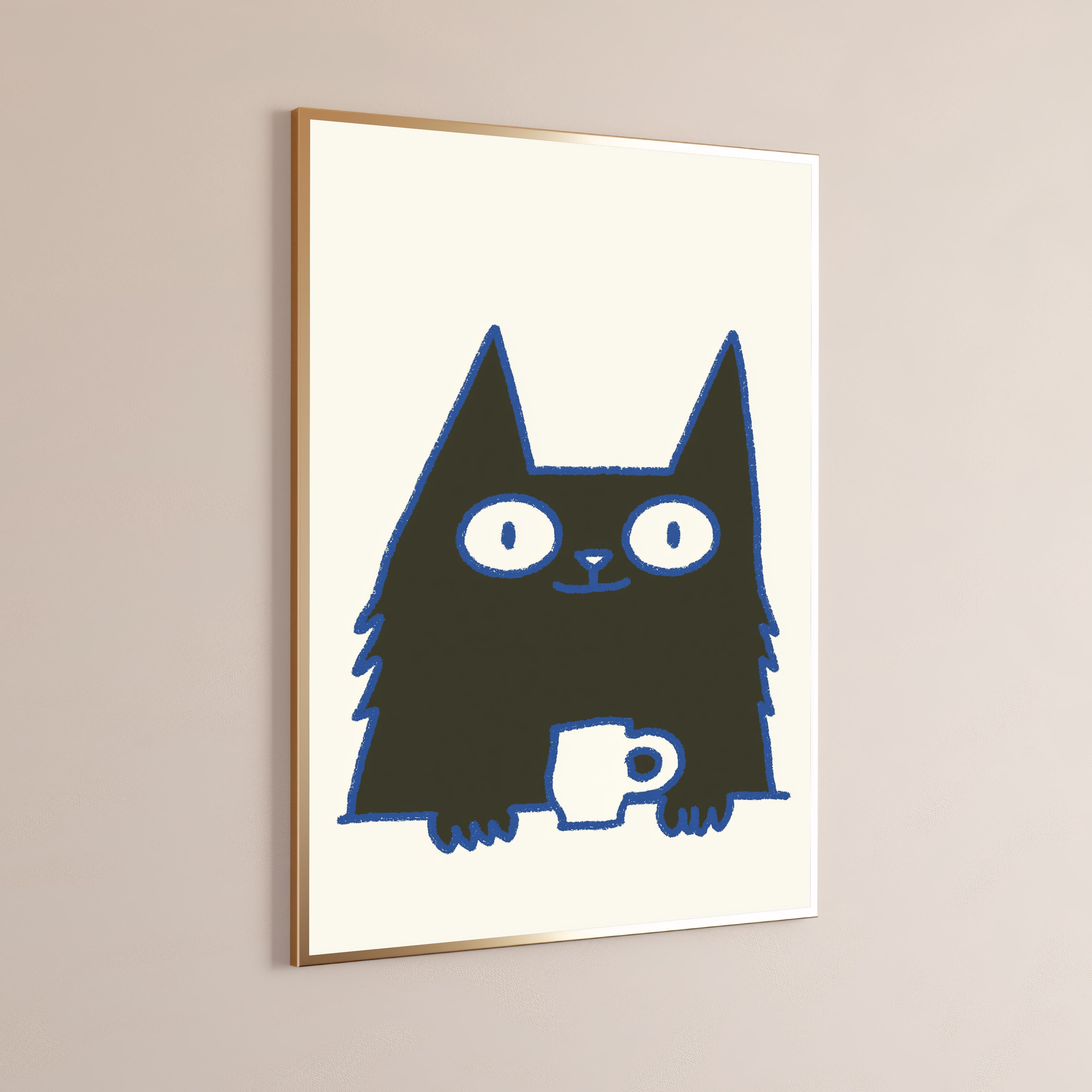 Cute Black Cat Minimalist Pop Art Print