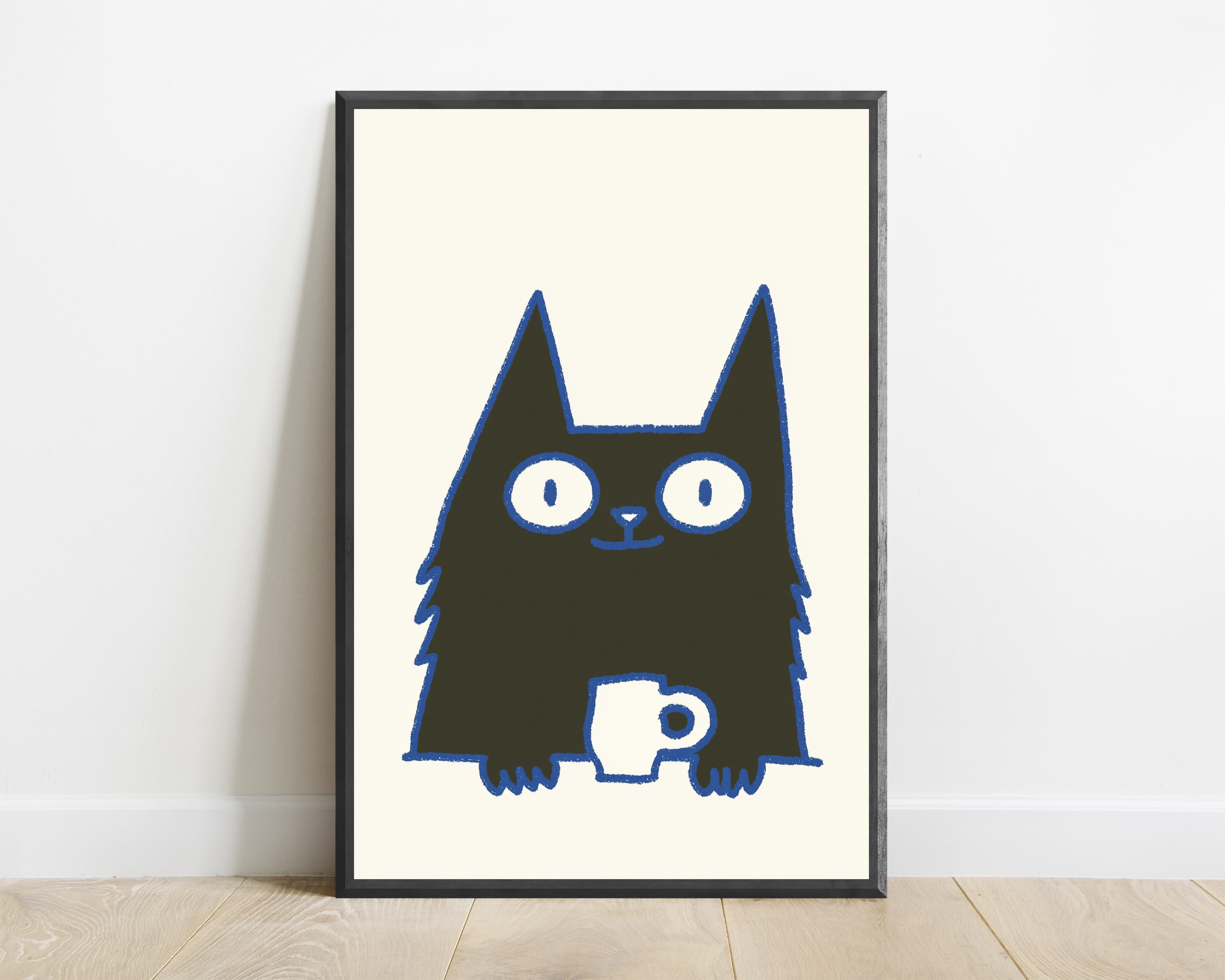 Cute Black Cat Pop Art Print — view 1