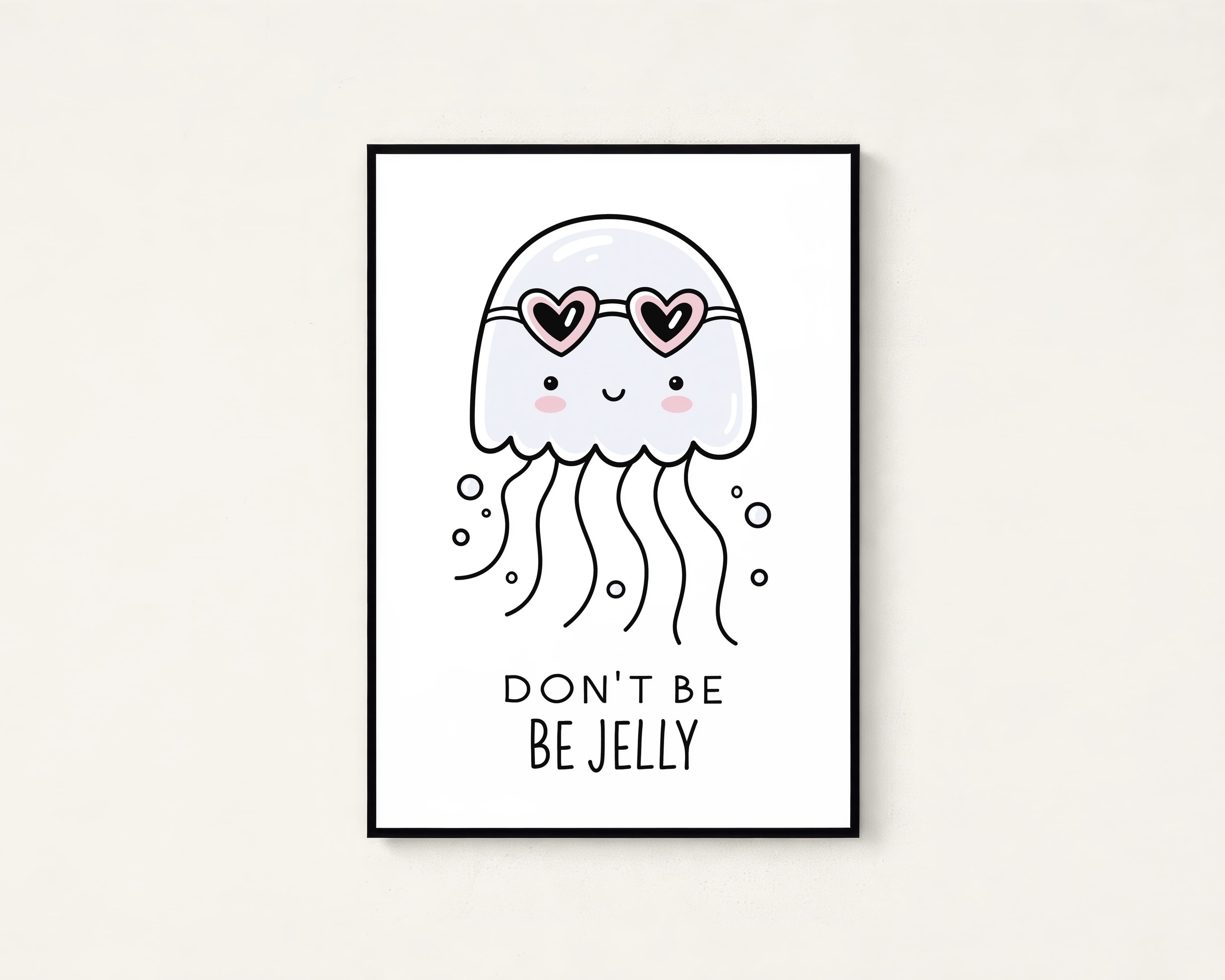 Cute Jellyfish Heart Eyes Pop Art Print