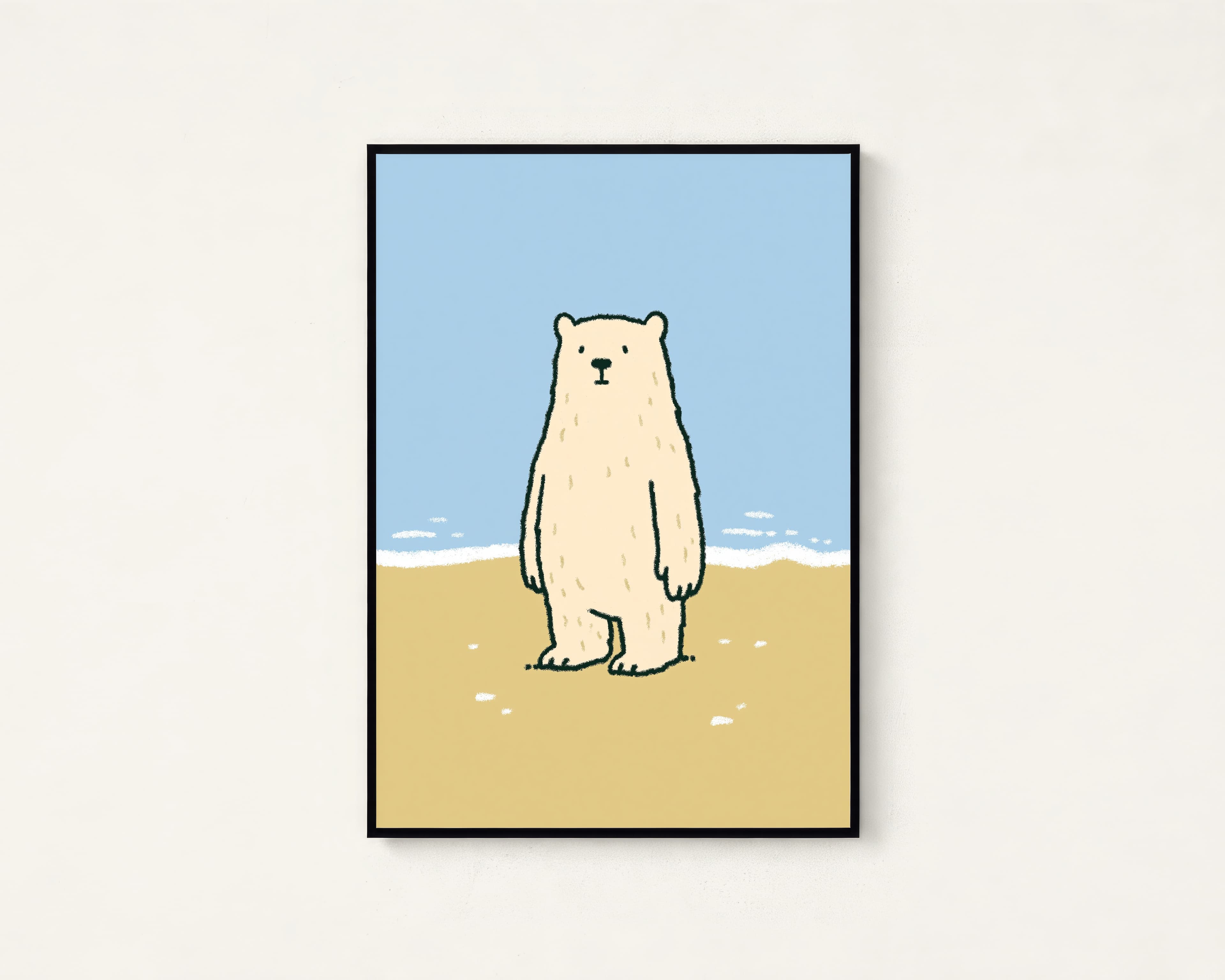 Minimalist Polar Bear Beach Art Print — view 1