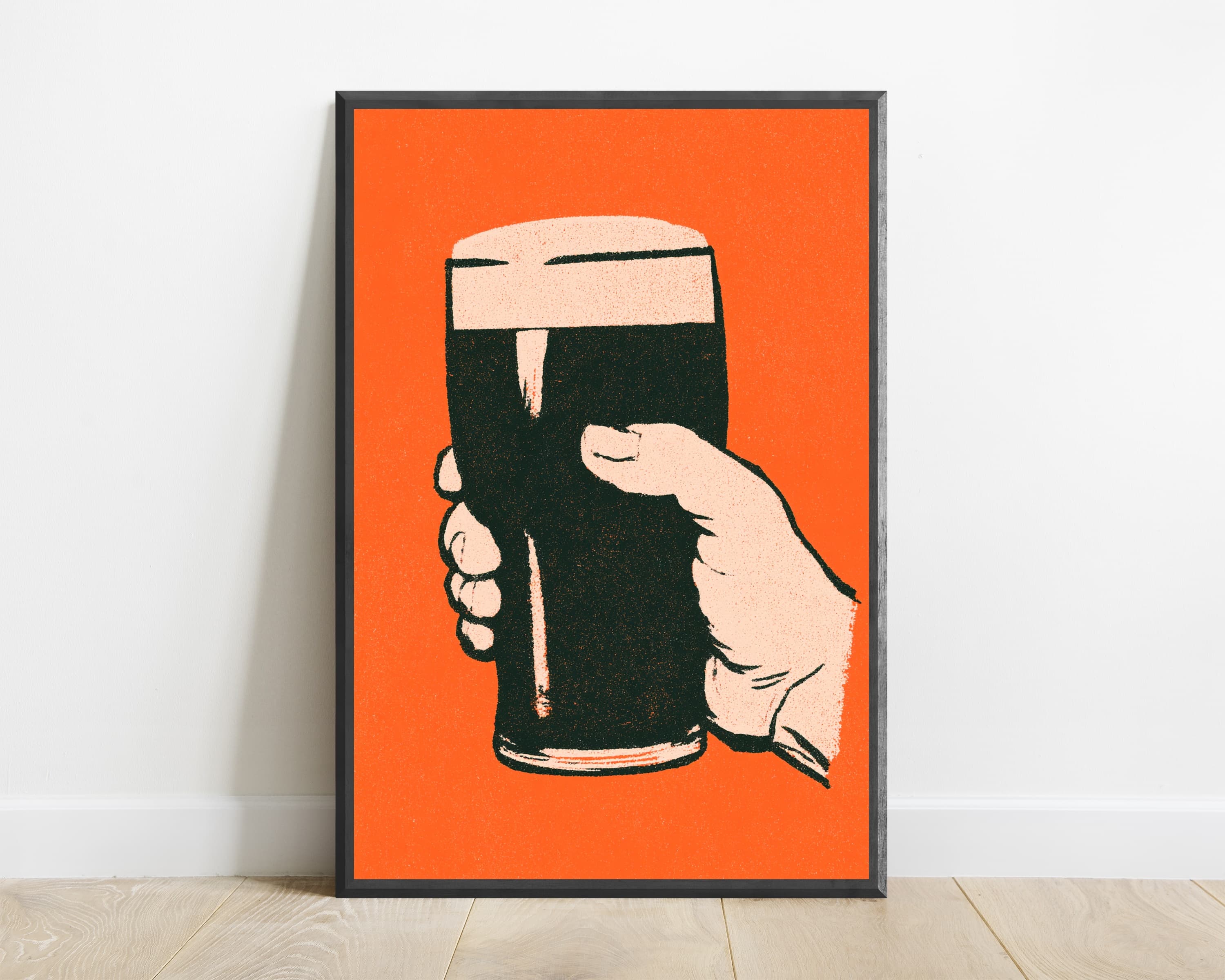 Dark Beer Pint Retro Art — view 1