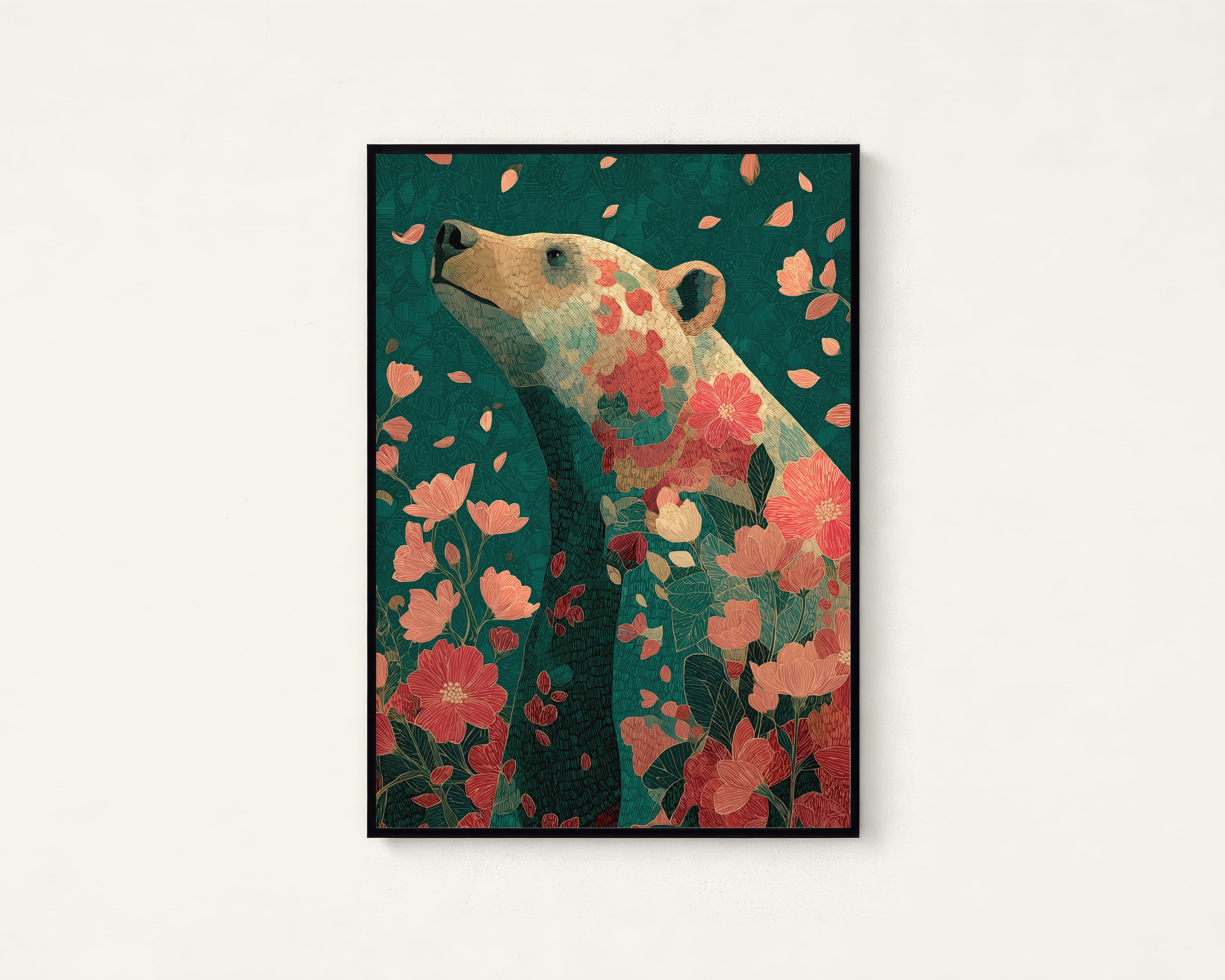 Japanese Brown Bear Folk Art Print — view 1