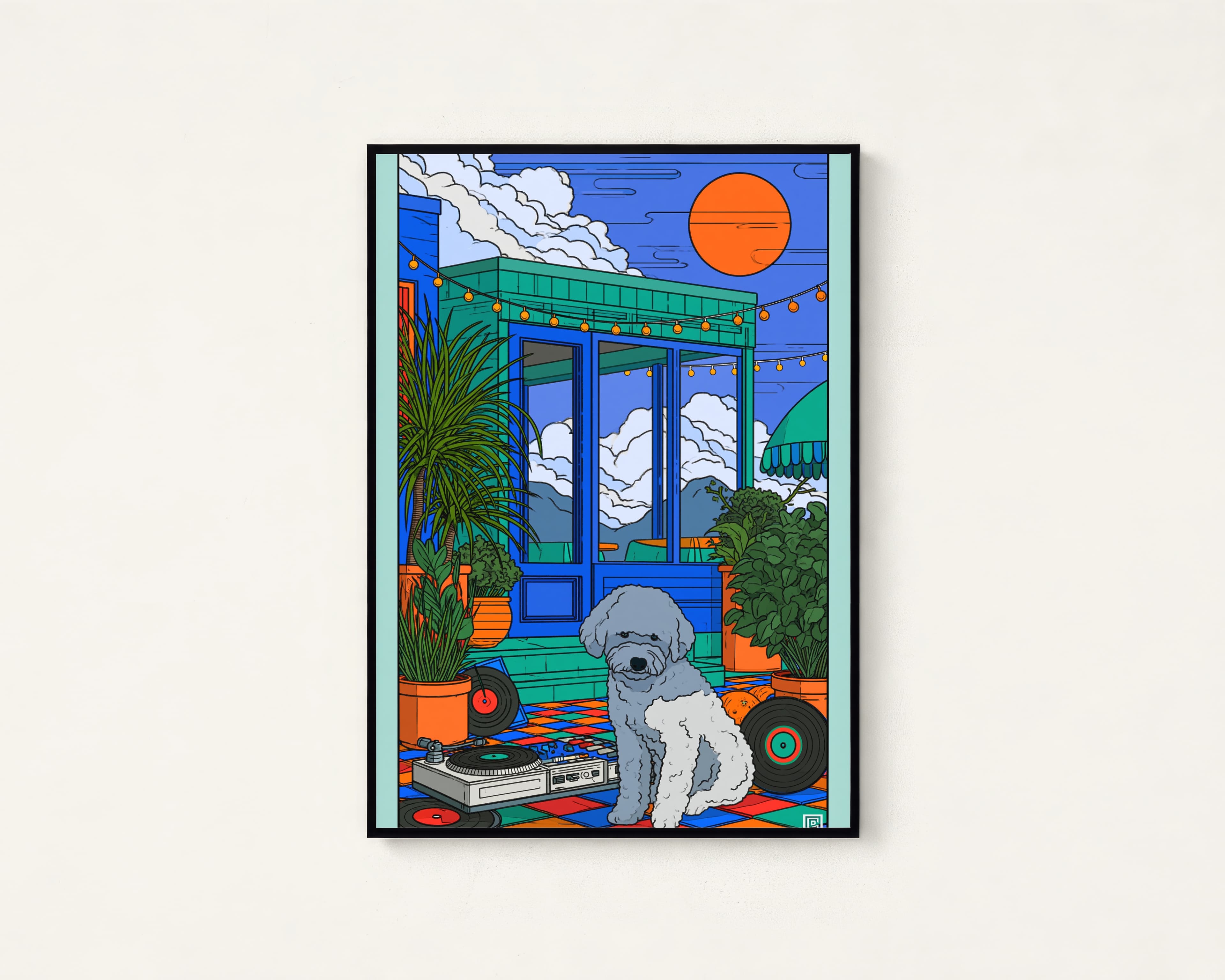 Groovy Poodle Turntable Pop Art Print — view 1