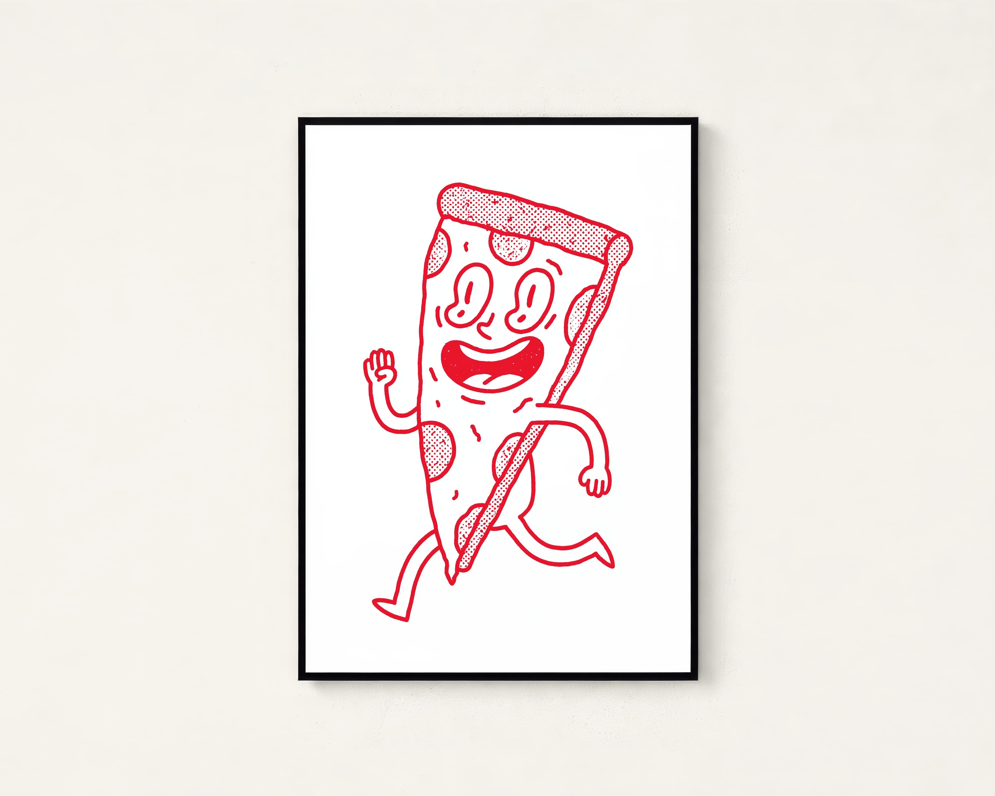 Happy Pizza Character Pop Art Print