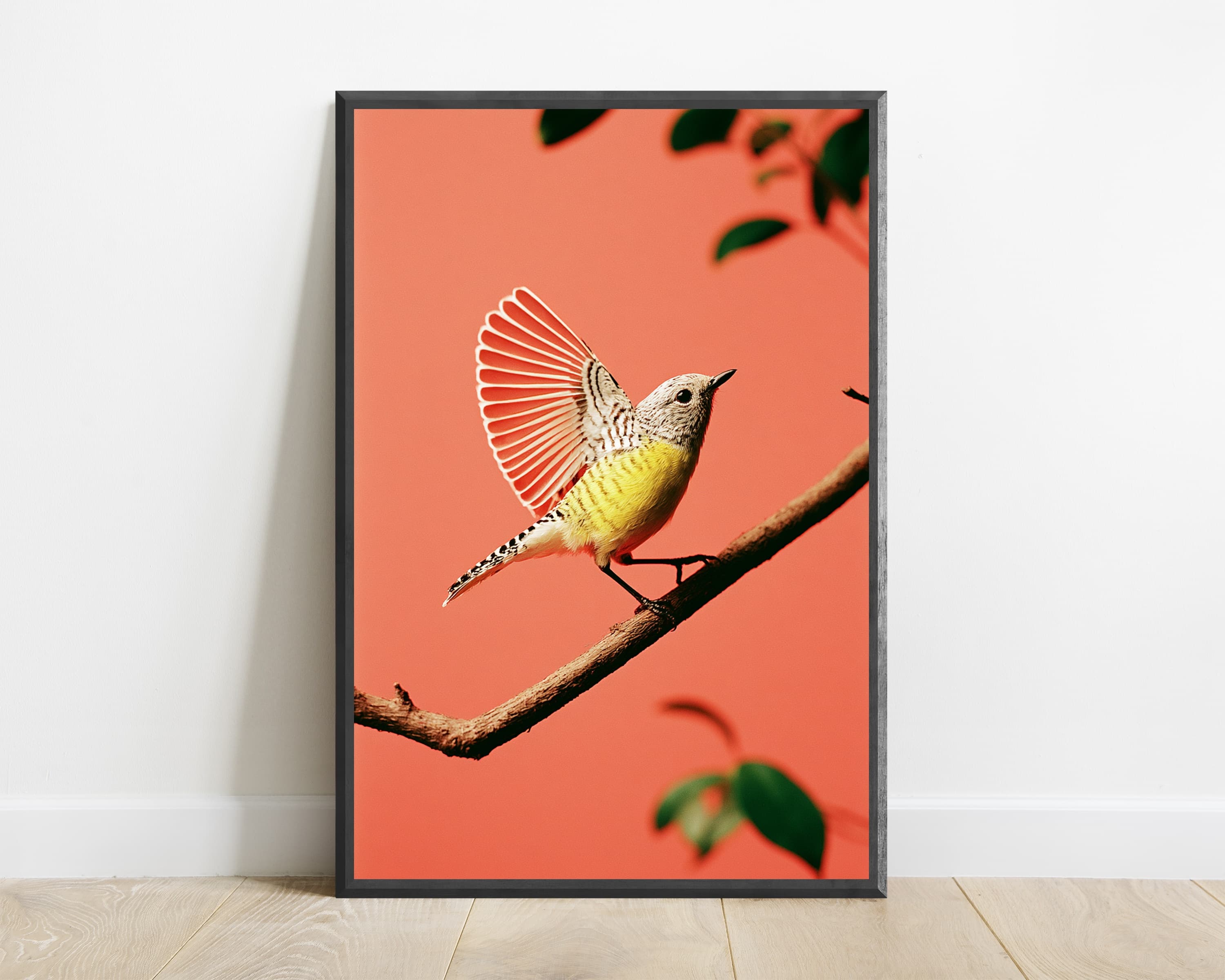 Golden Hummingbird Red Wings Pop Art Print — view 1
