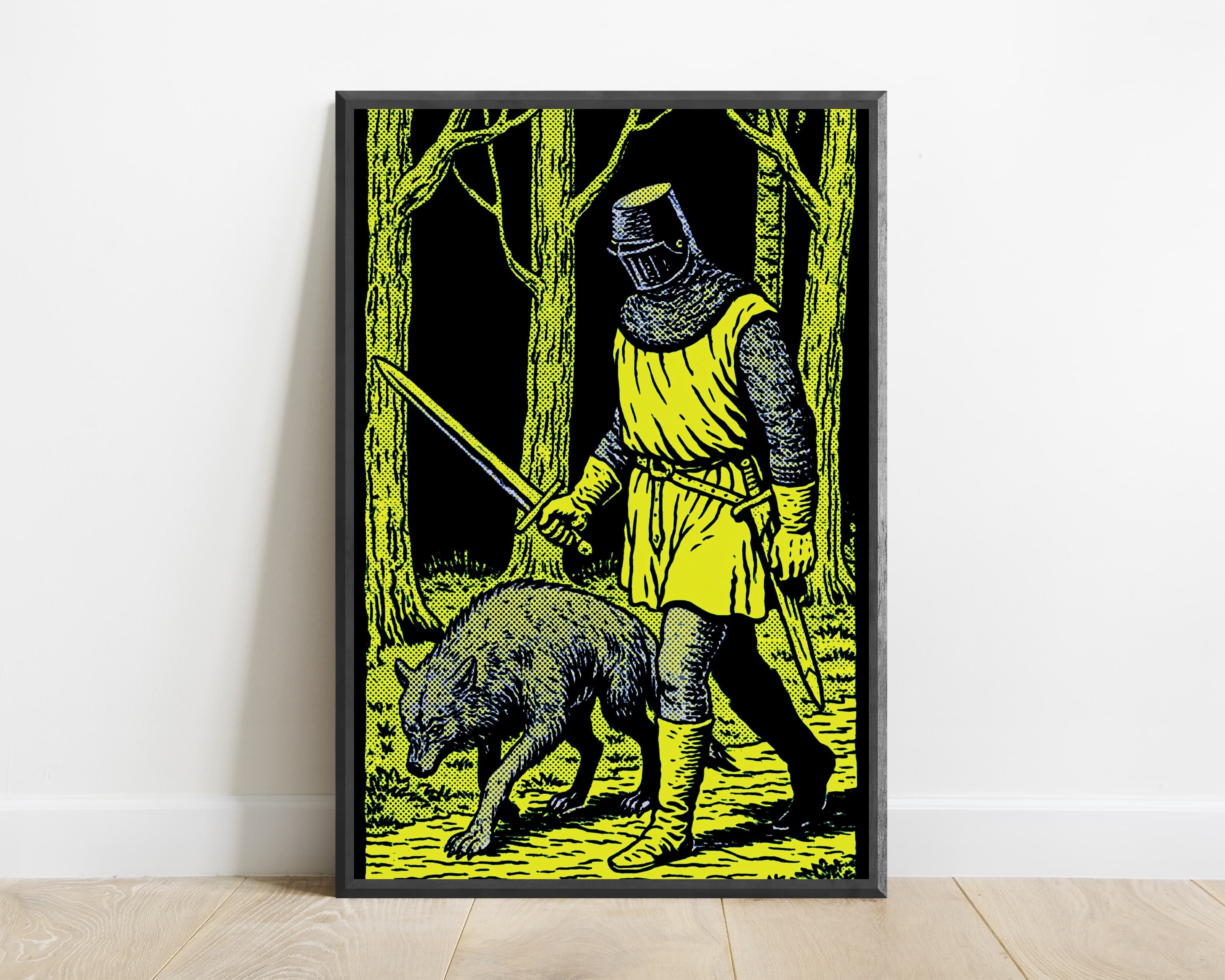 Medieval Knight Wolf Forest Pop Art Print — view 1