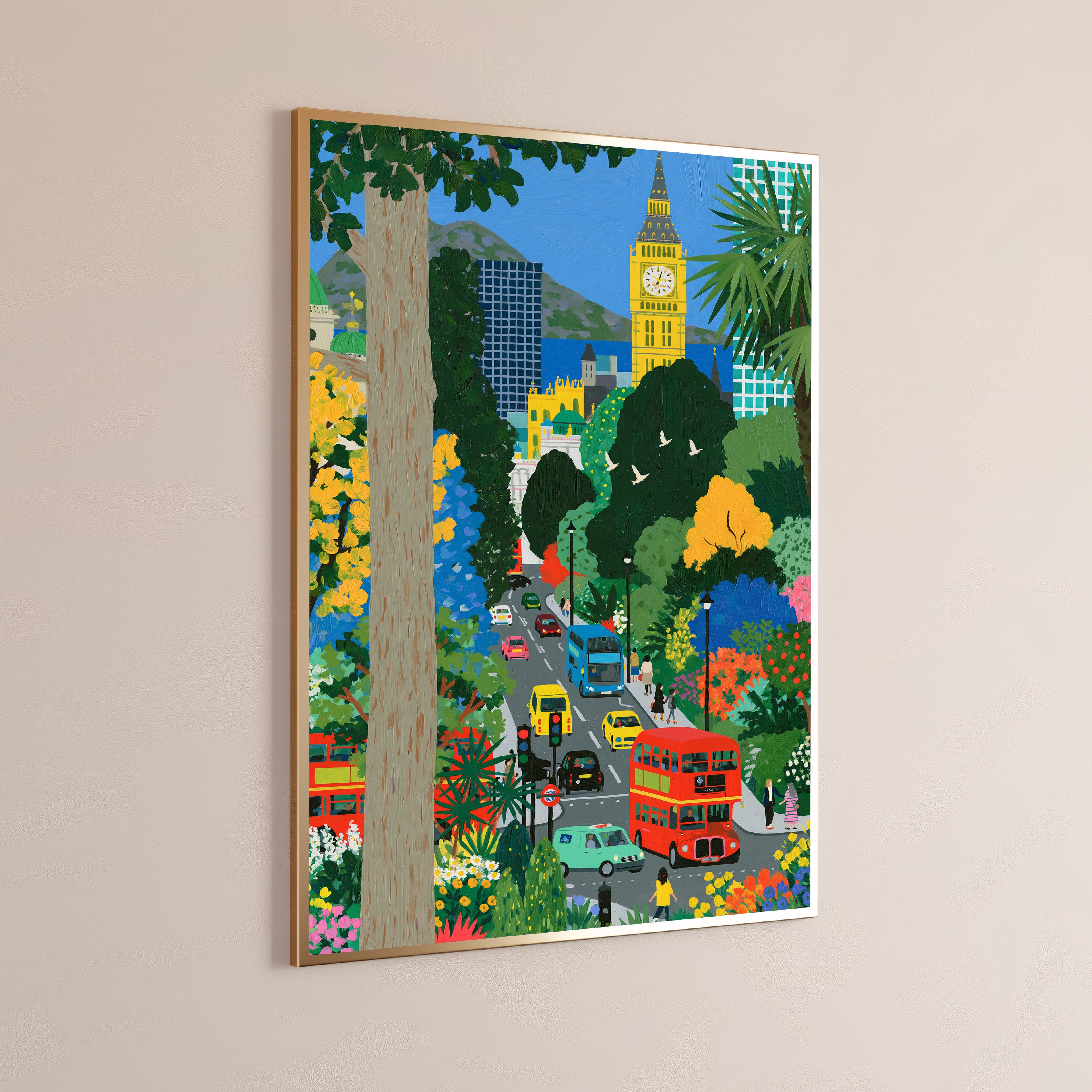 London Street Scene Big Ben Park Print