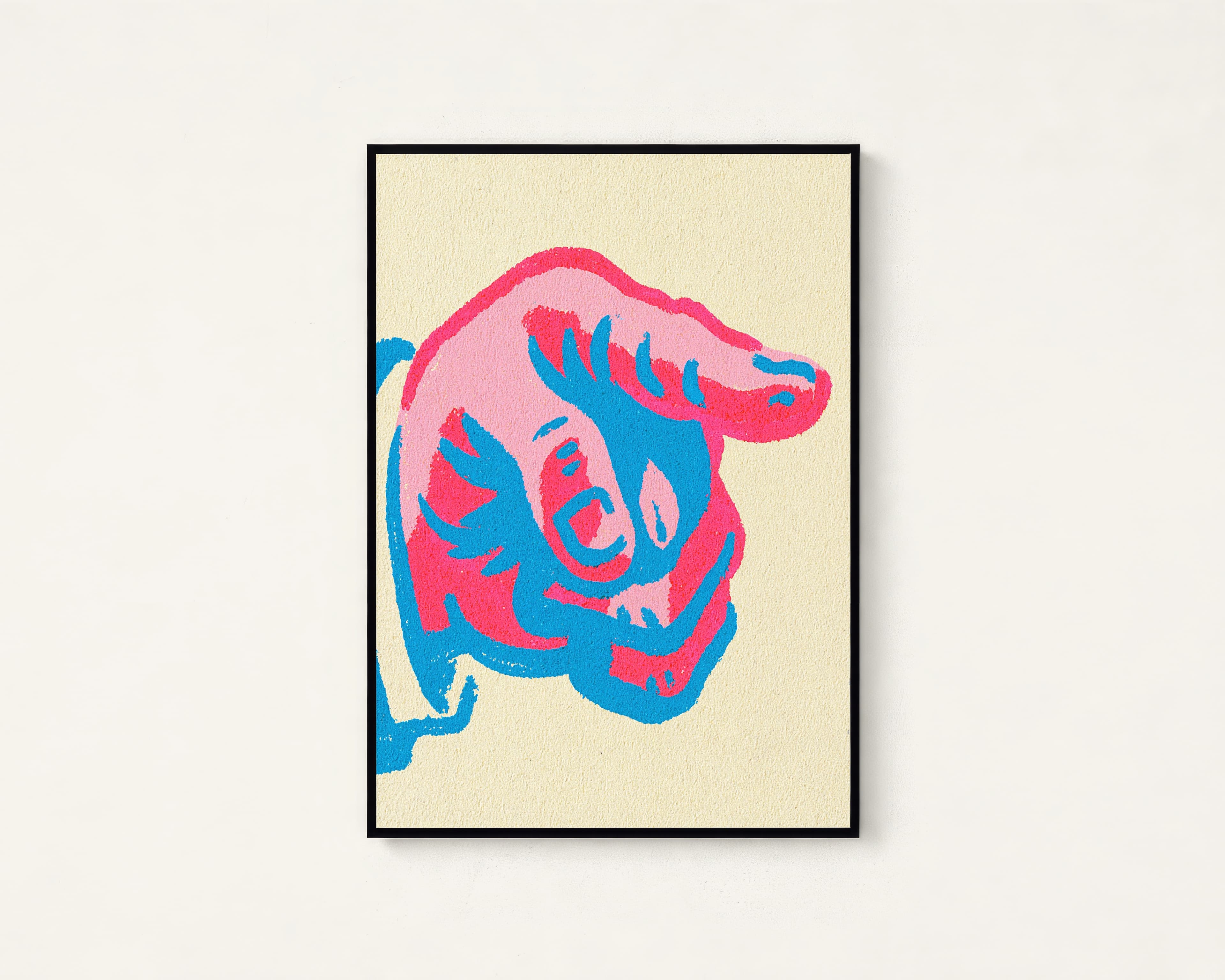 Pink Blue Pointing Hand Pop Art Print — view 1