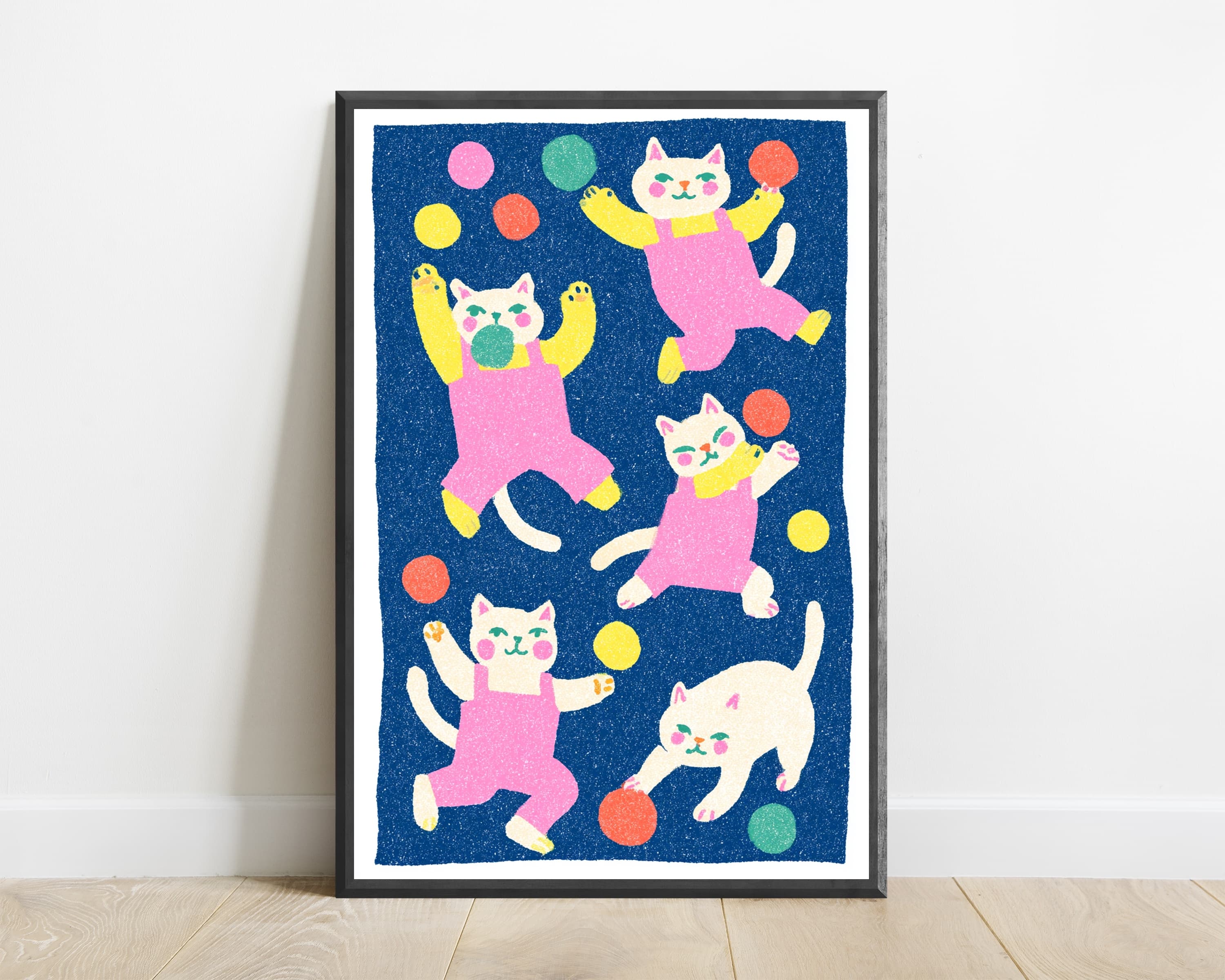 Pop Art Cats Juggling Balls Print