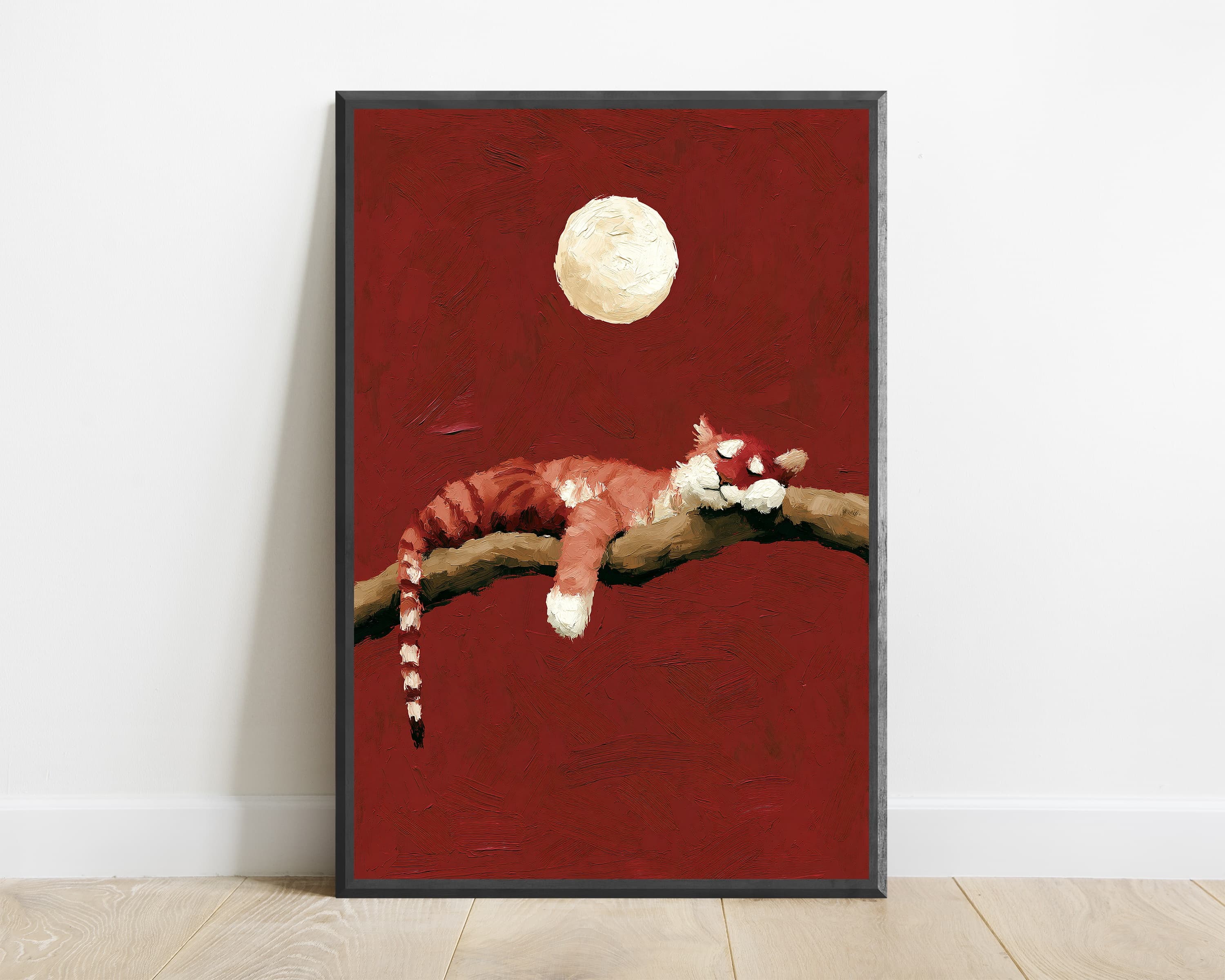 Red Panda on Branch Moonlit Night — view 1