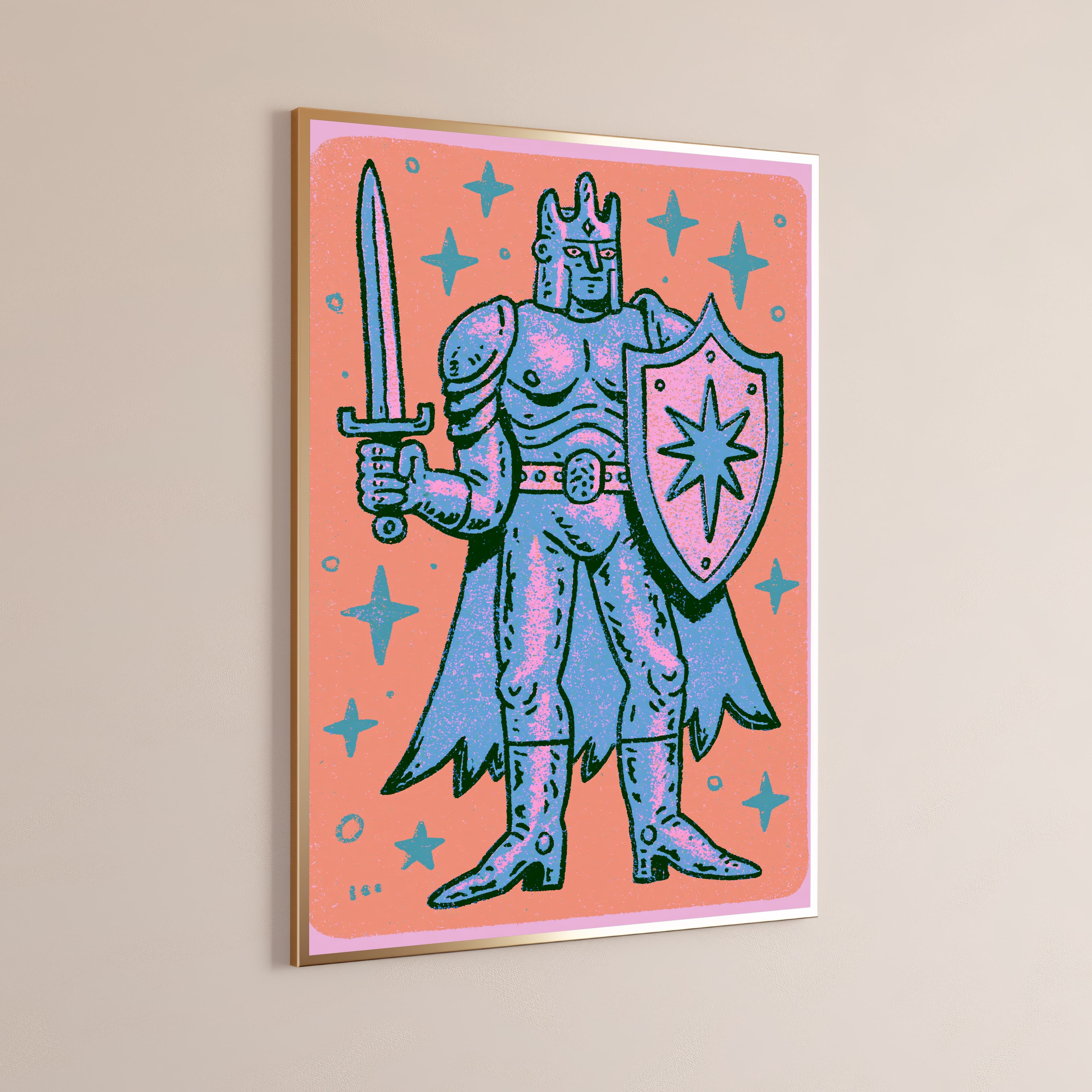 Retro Warrior Knight Pop Art Print
