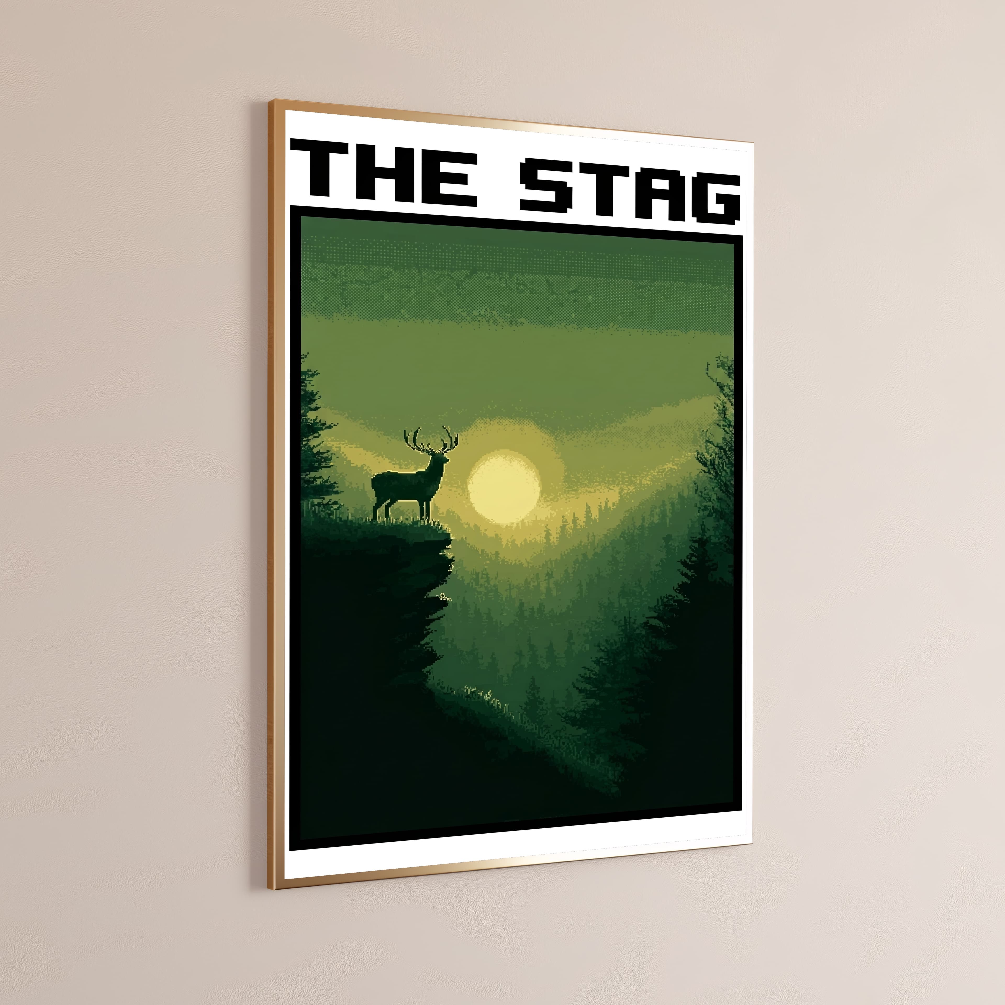 Stag on Cliff Sunset Forest Print