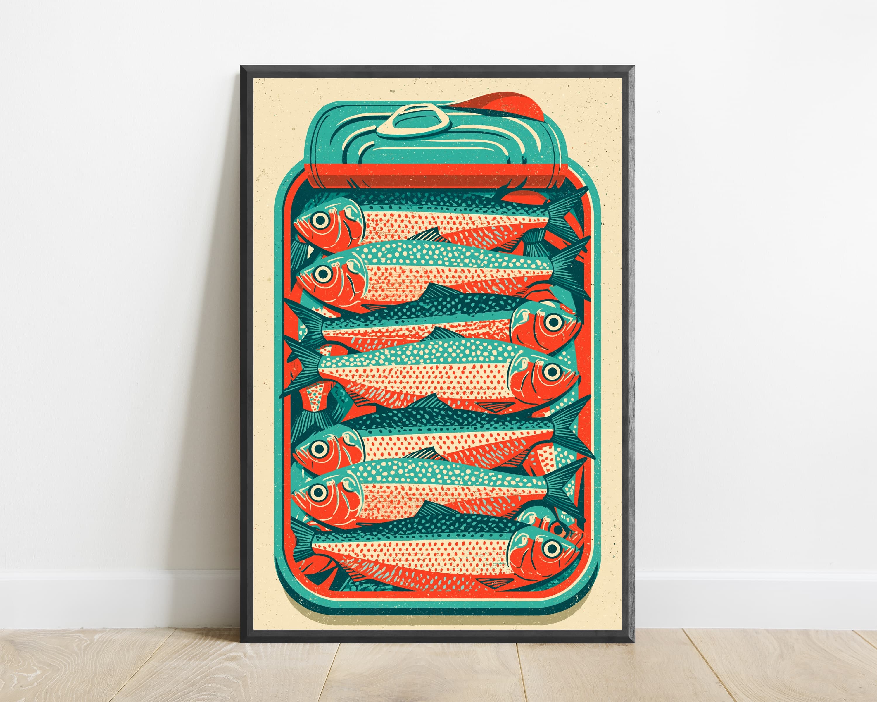 Vintage Tin of Fish Retro Art Print — view 1