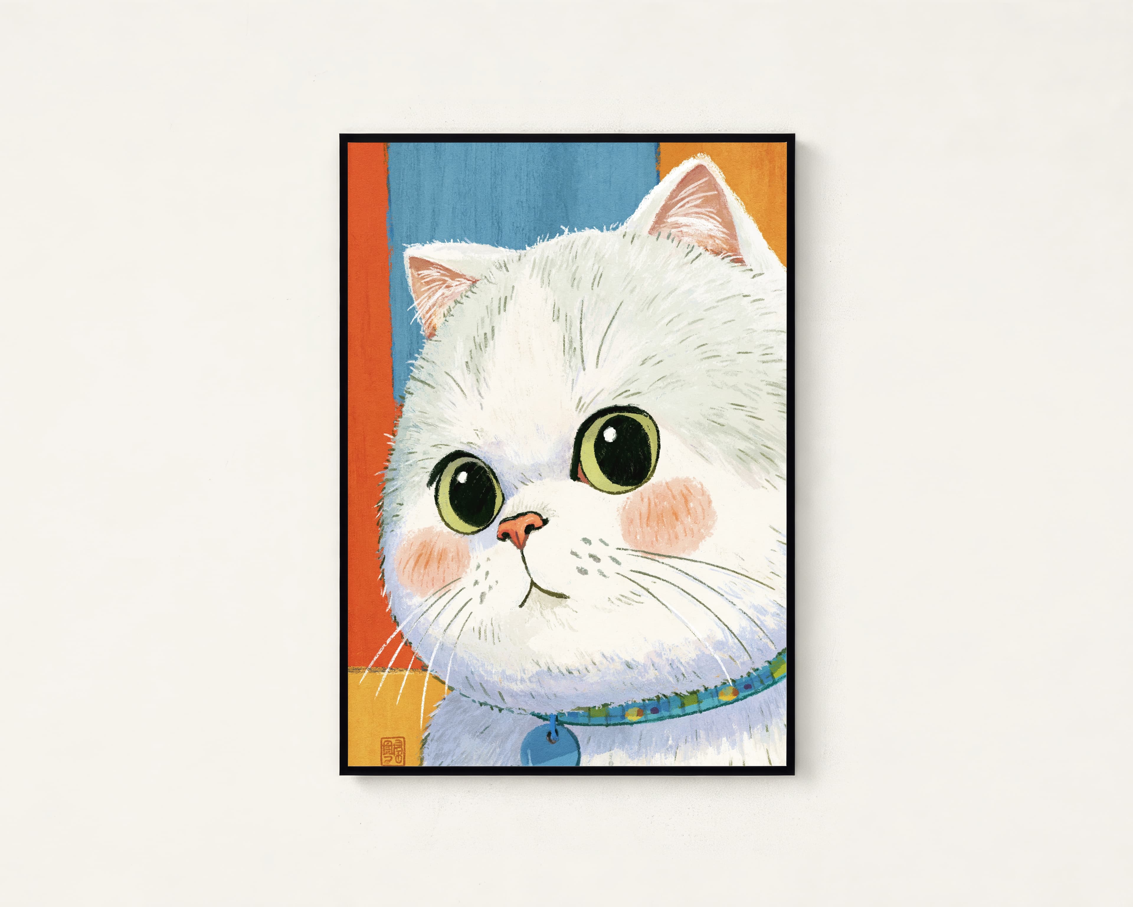 Pop Art White Cat Print — view 1