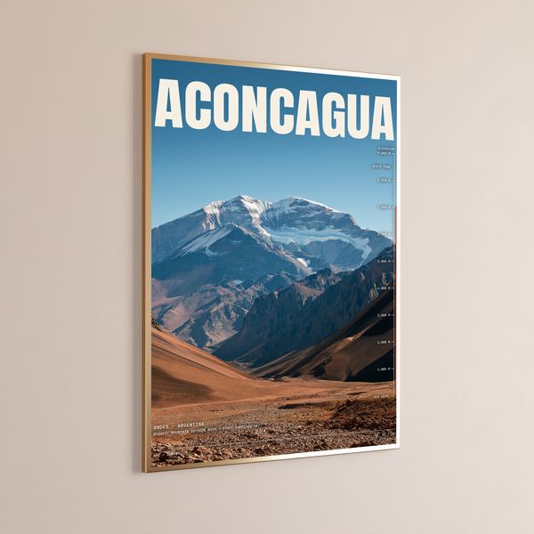Aconcagua Mountain Elevation Print
