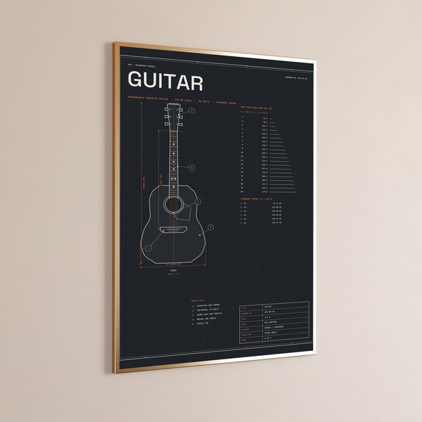 Dreadnought Acoustic Guitar Technical Blueprint