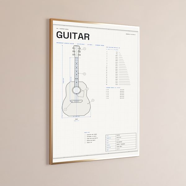 Dreadnought Acoustic Guitar Technical Blueprint
