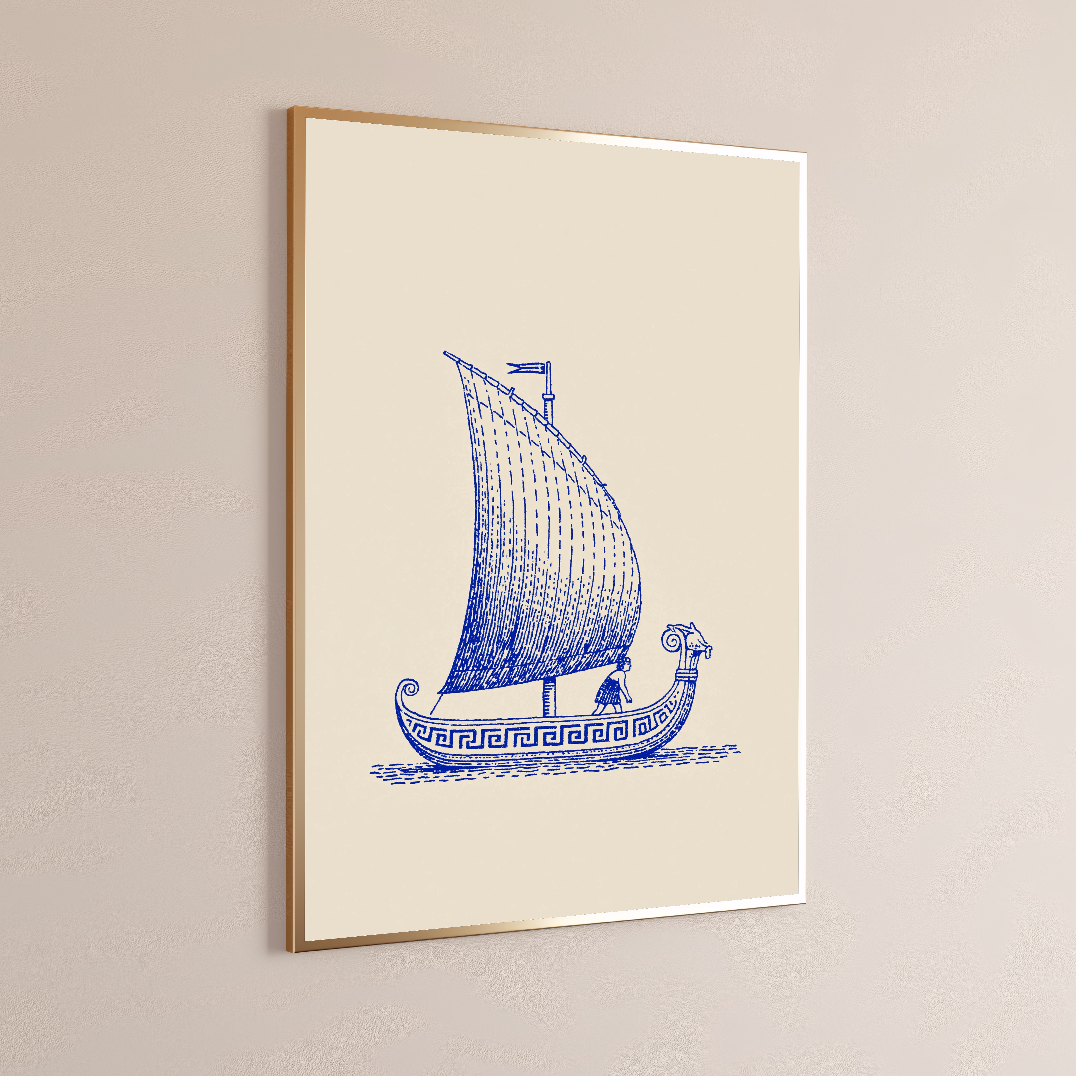 Ancient Greek Sailing Vessel Line Art Print