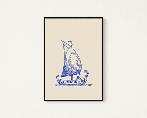 Ancient Greek Galley Line Art Print