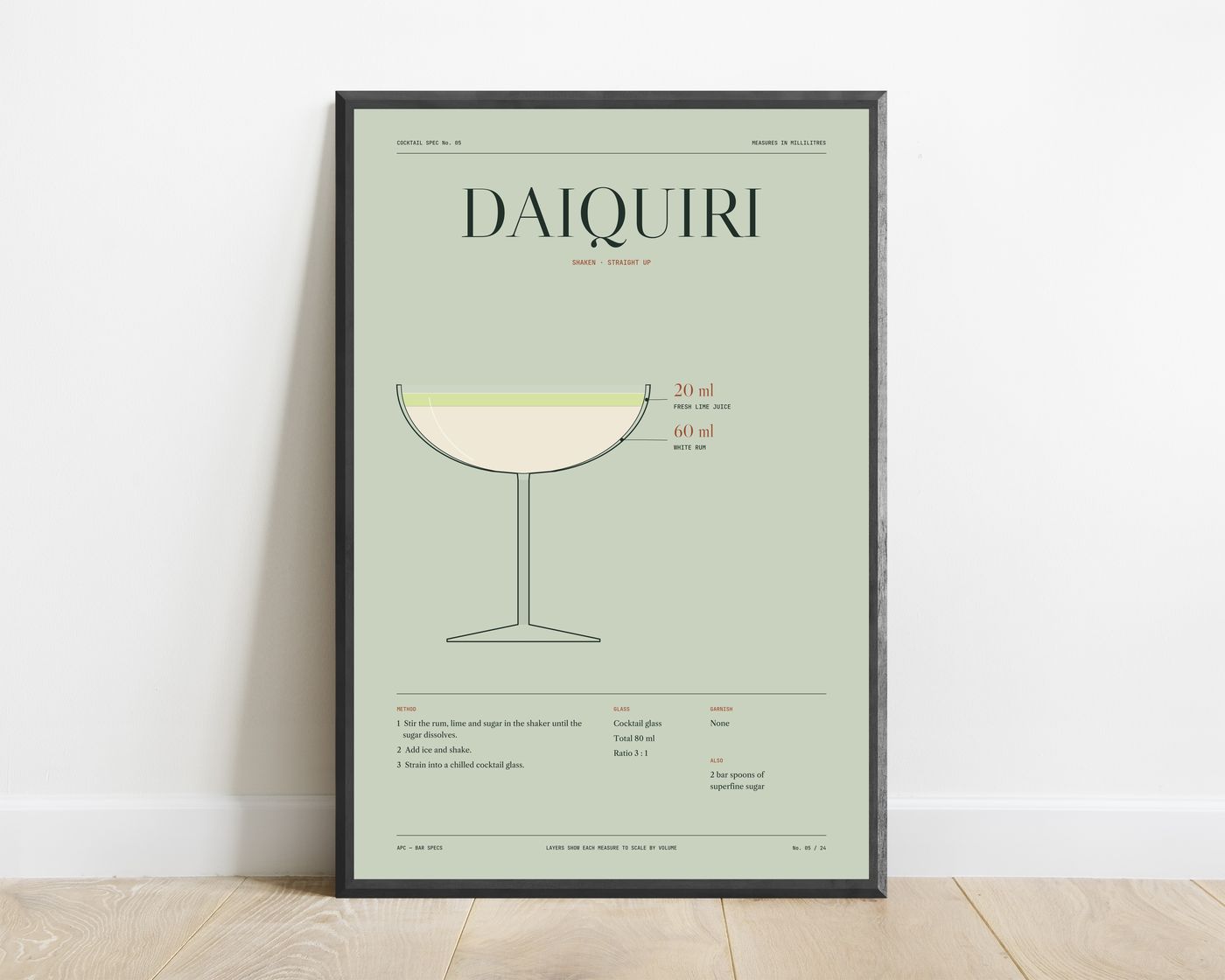 Daiquiri Cocktail Recipe Print in Sage — view 1