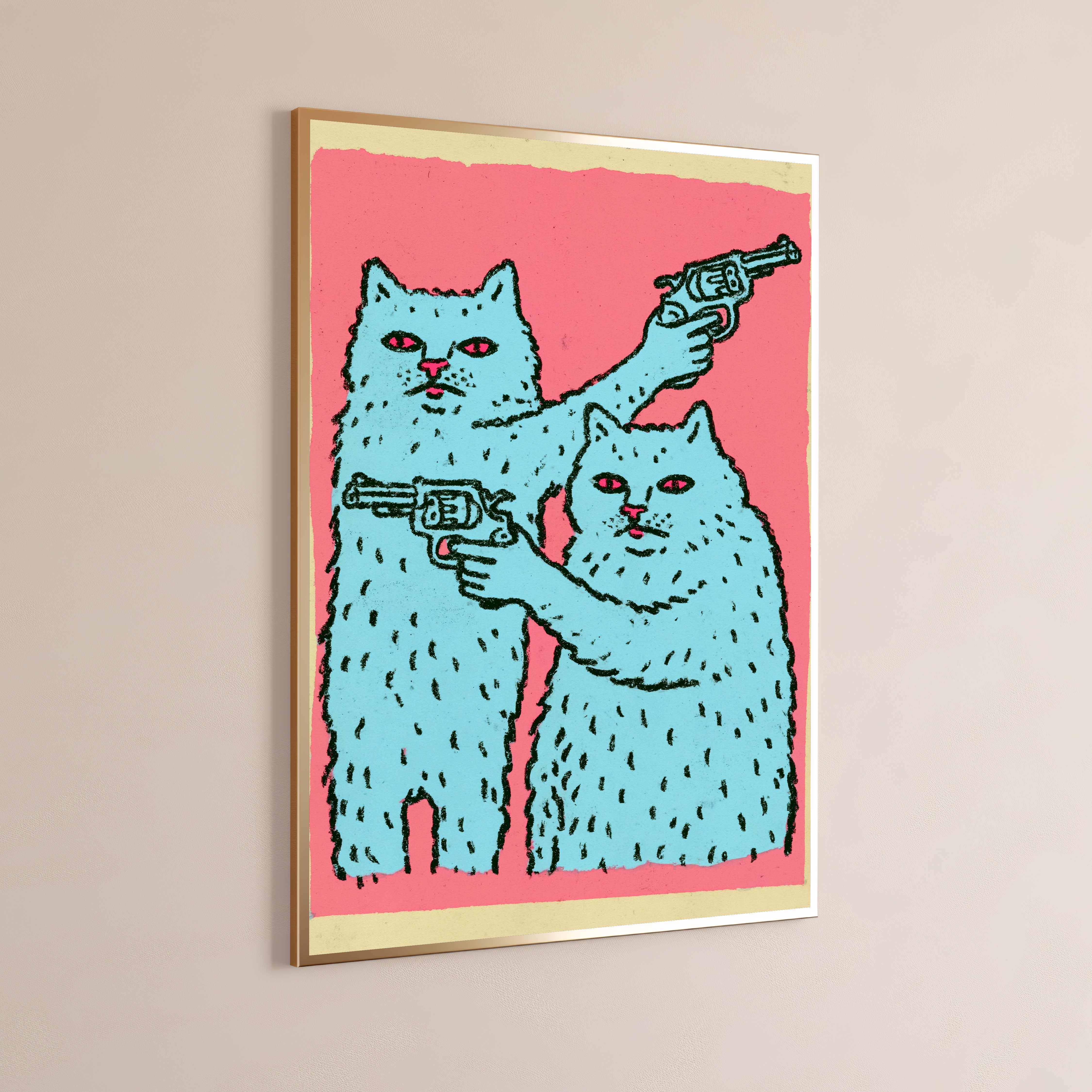Armed Cats Pop Art Print