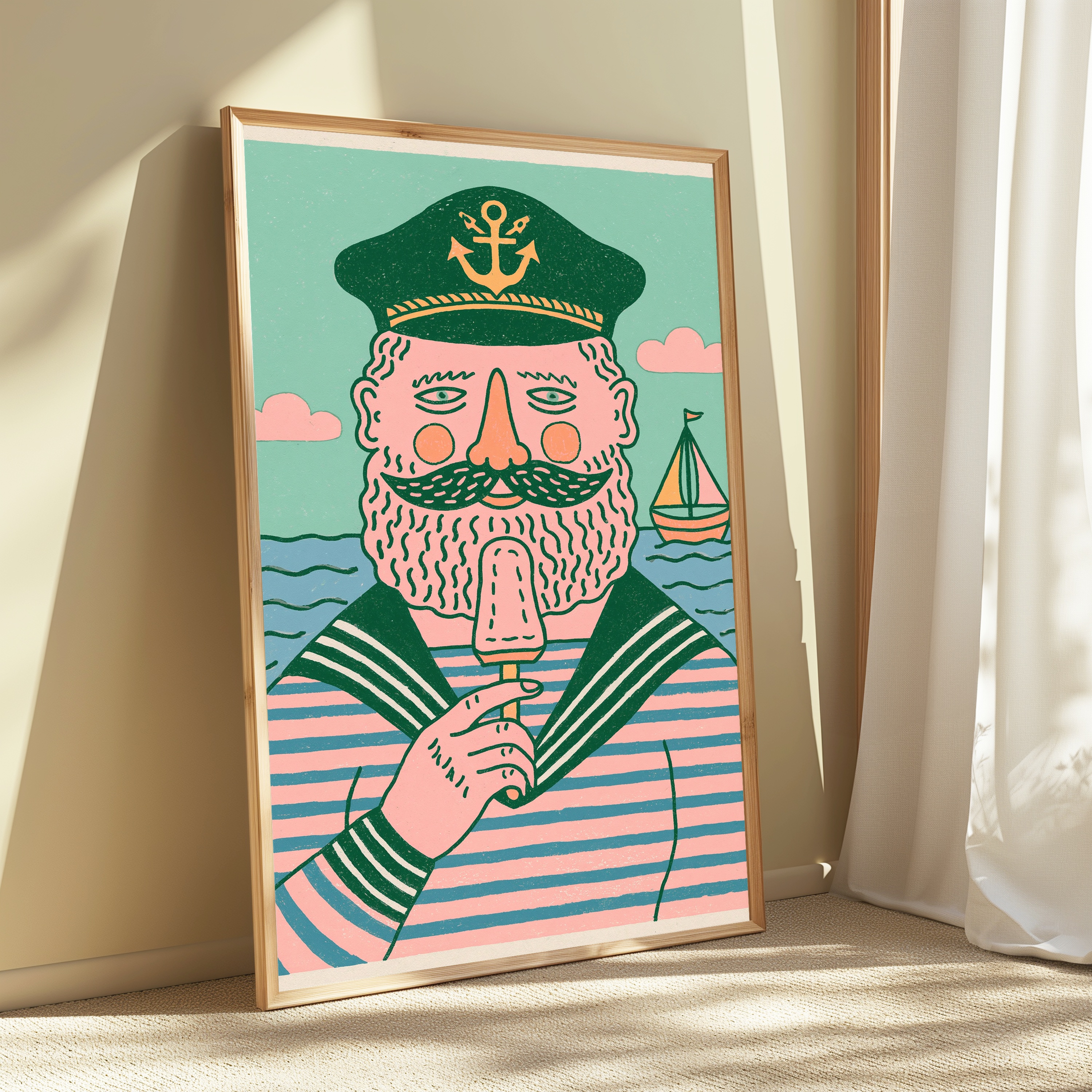 Bearded Sailor Captain Portrait Print view 3