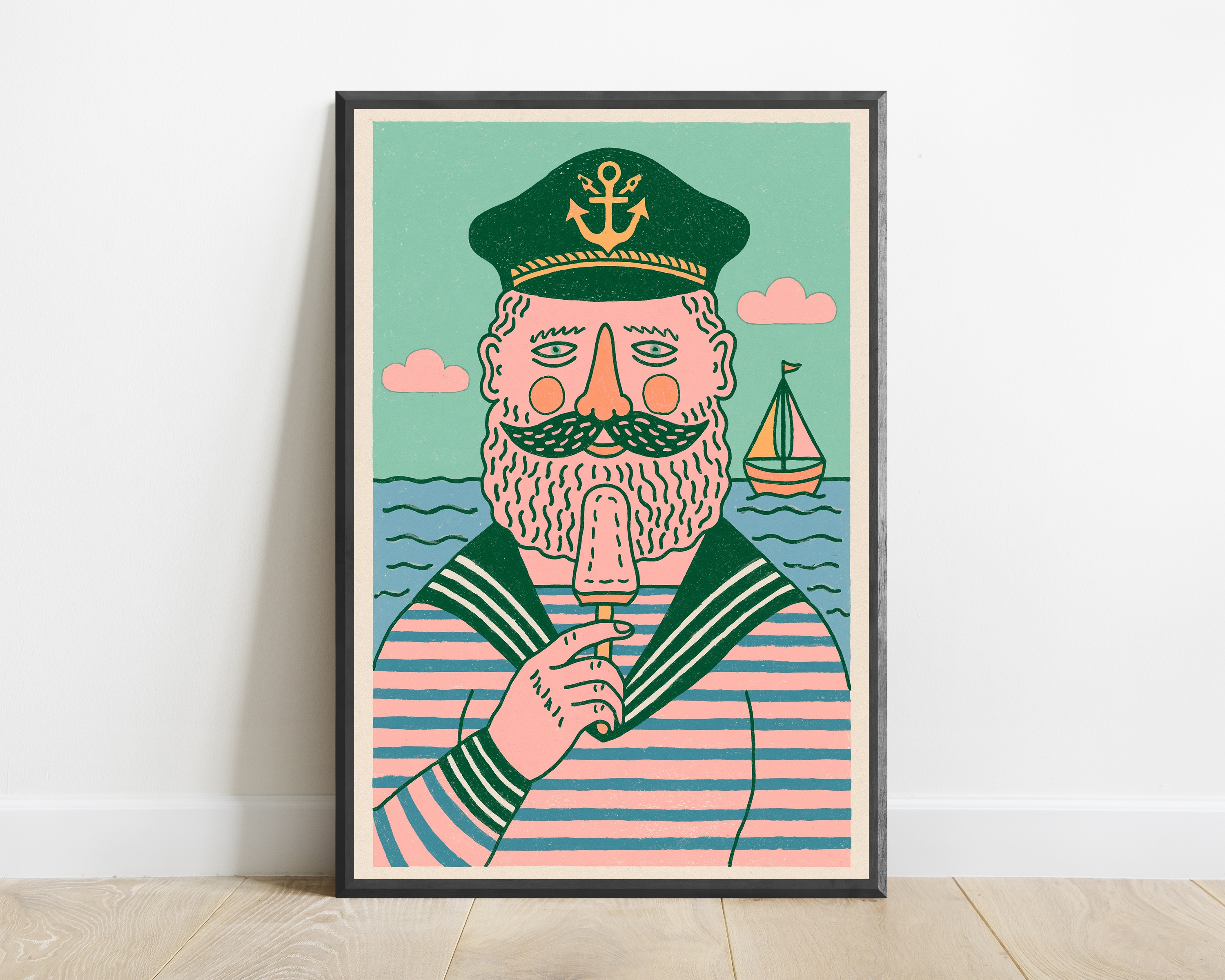Bearded Sailor Captain Portrait Print