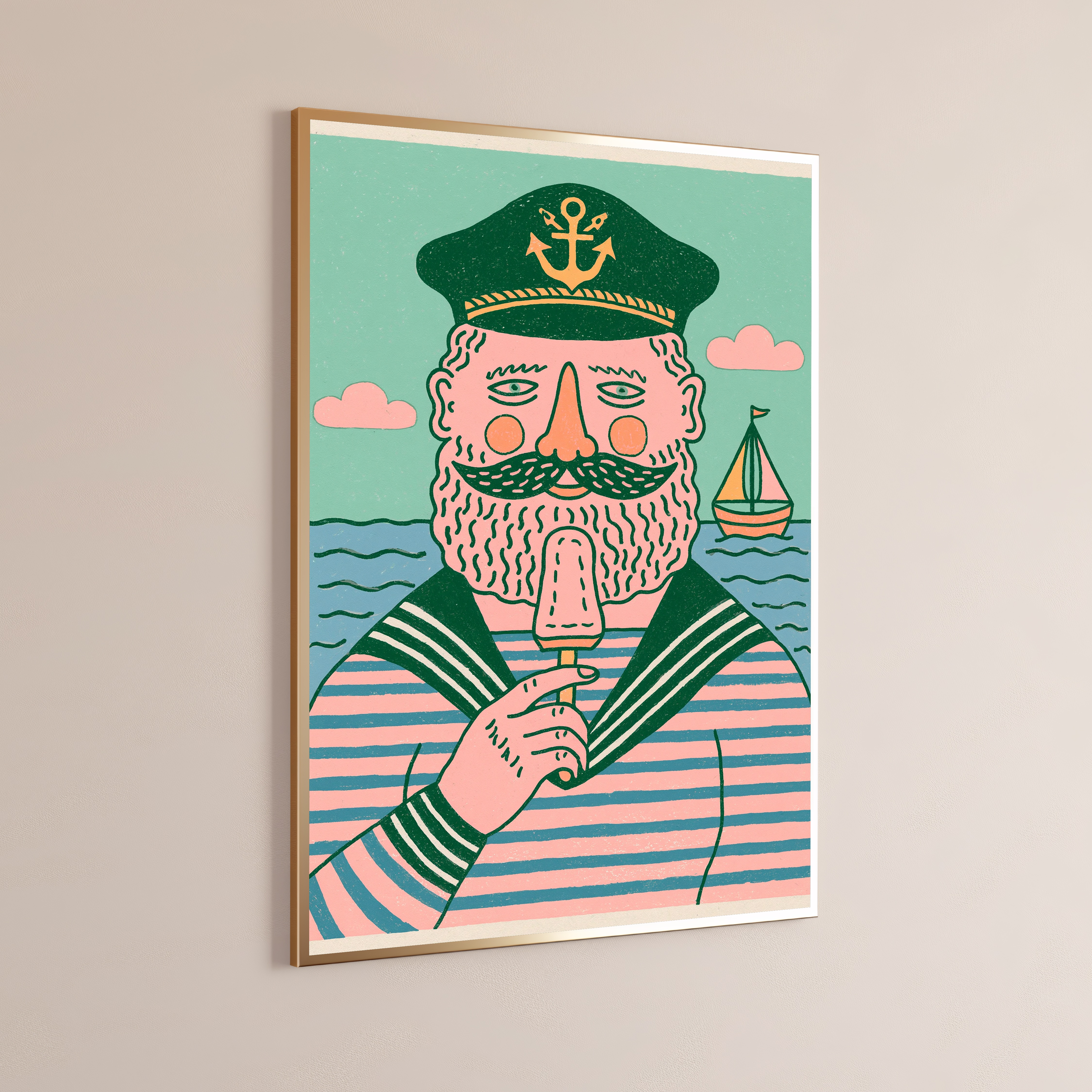 Bearded Sailor Captain Portrait Print