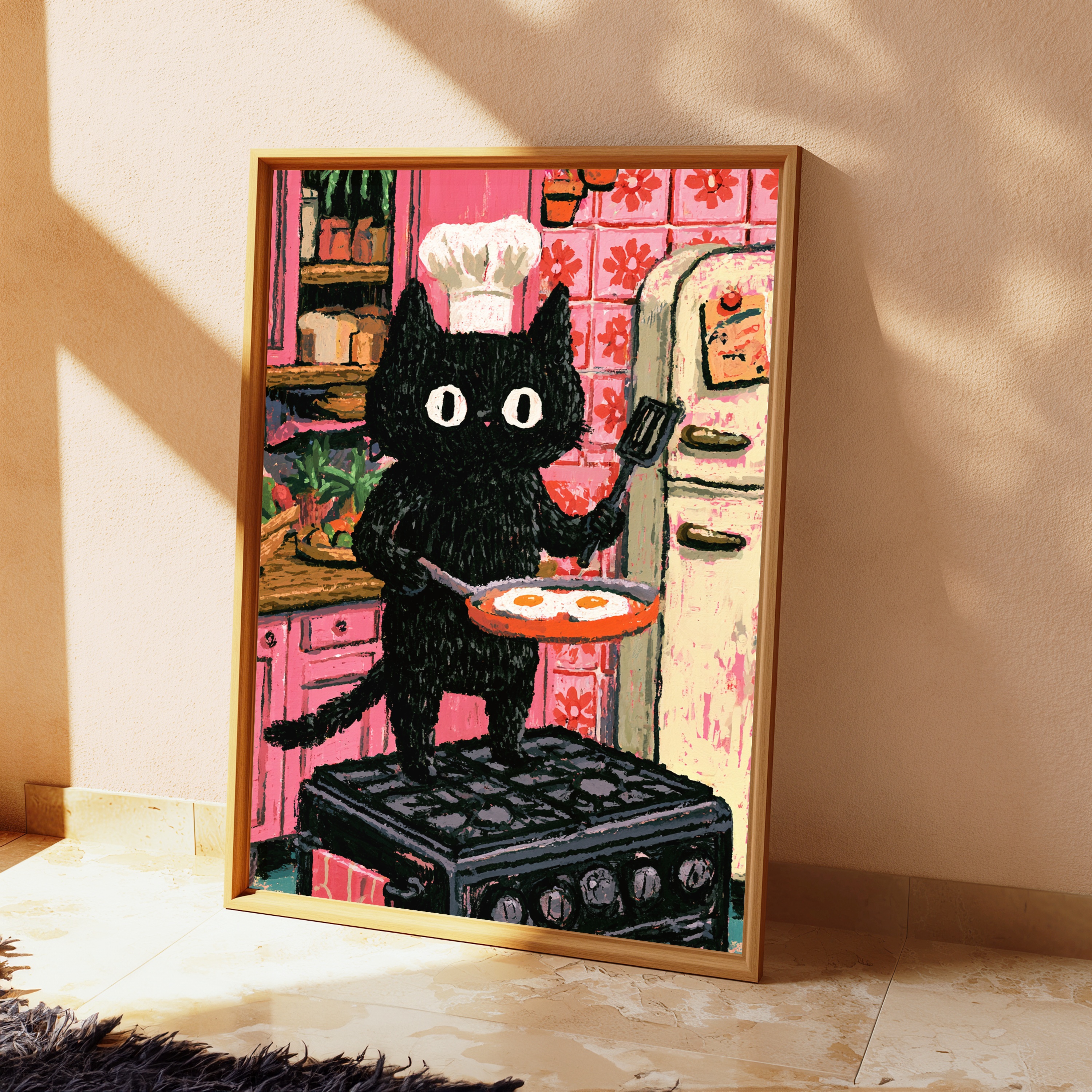 Black Cat Chef Kitchen Pop Art Print view 2