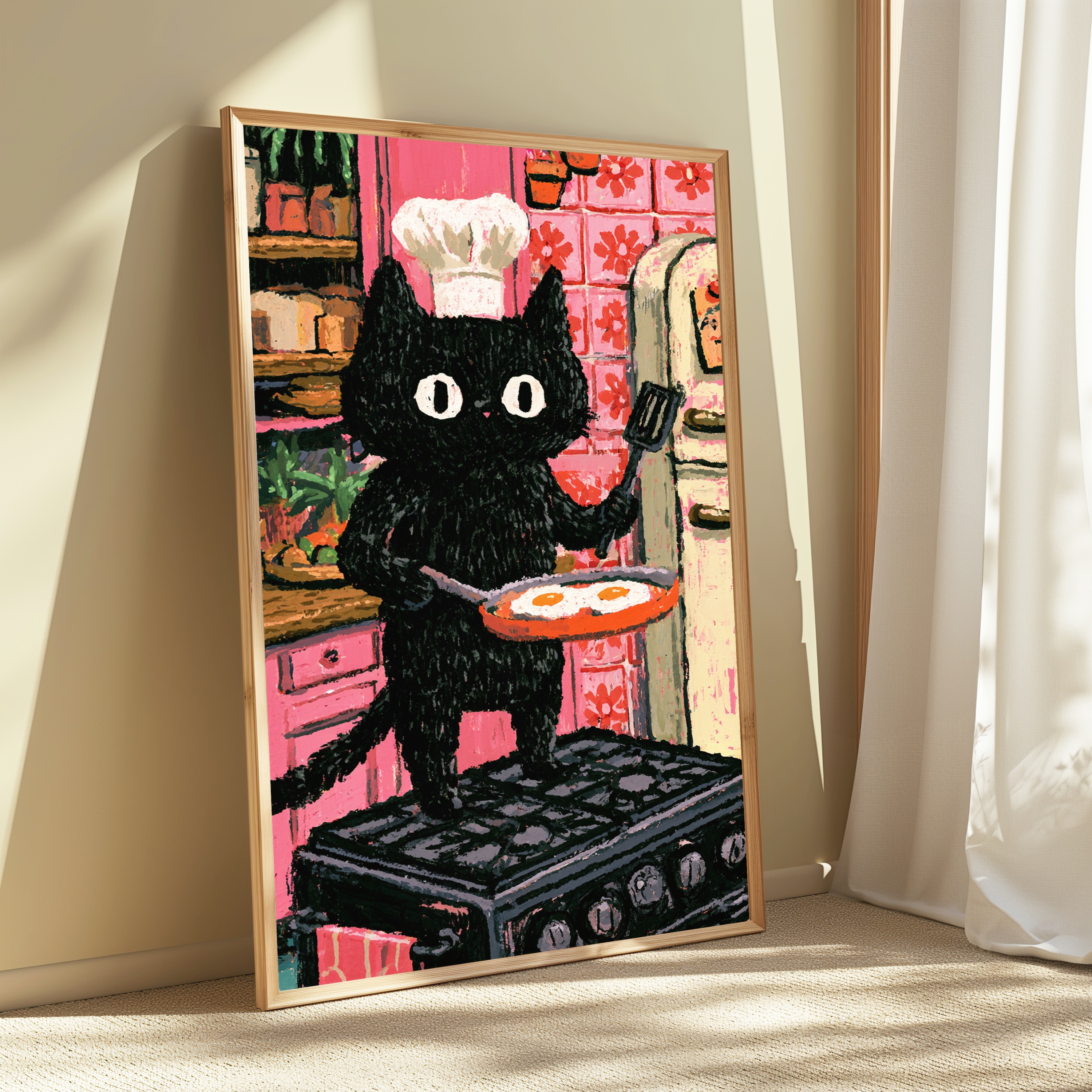 Black Cat Chef Kitchen Pop Art Print view 3