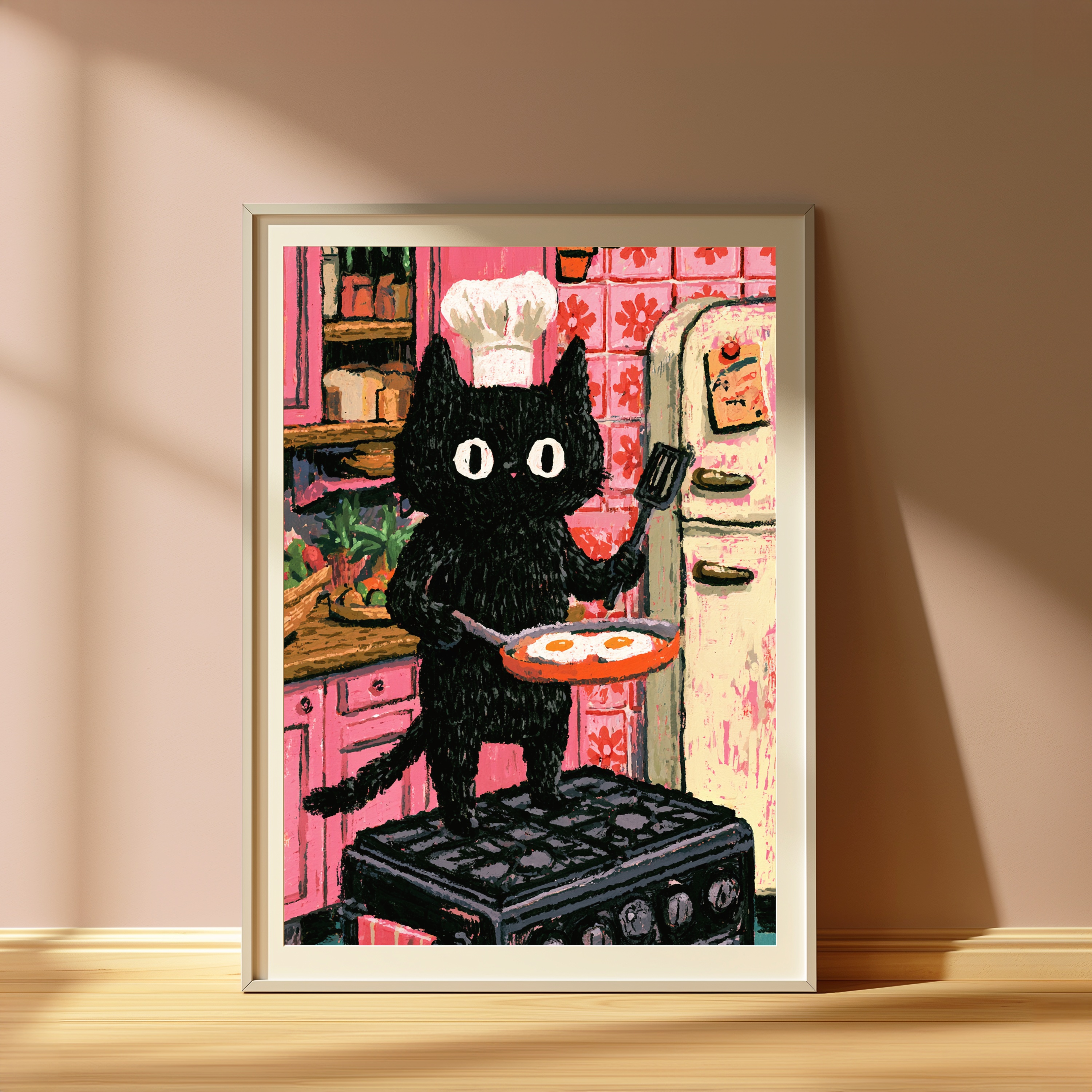 Black Cat Chef Kitchen Pop Art Print view 4