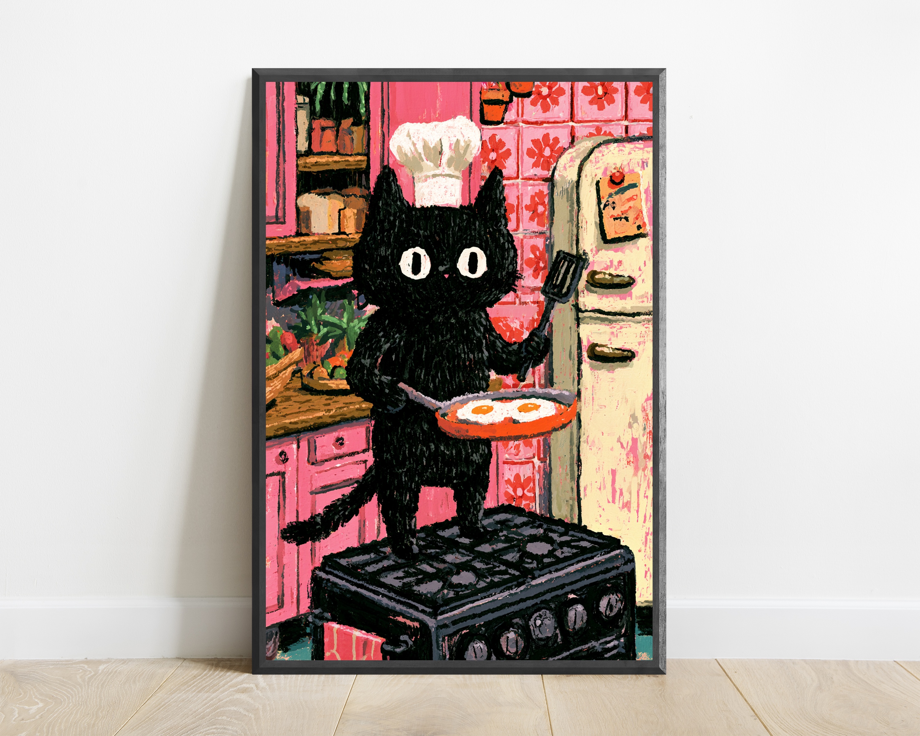 Black Cat Chef Kitchen Pop Art Print